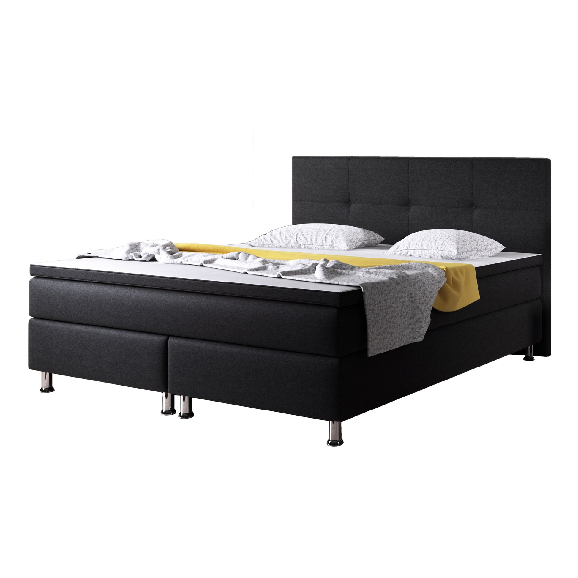 Boxspringbett Dallas 140x200 Webstoff Schwarz - Interbed