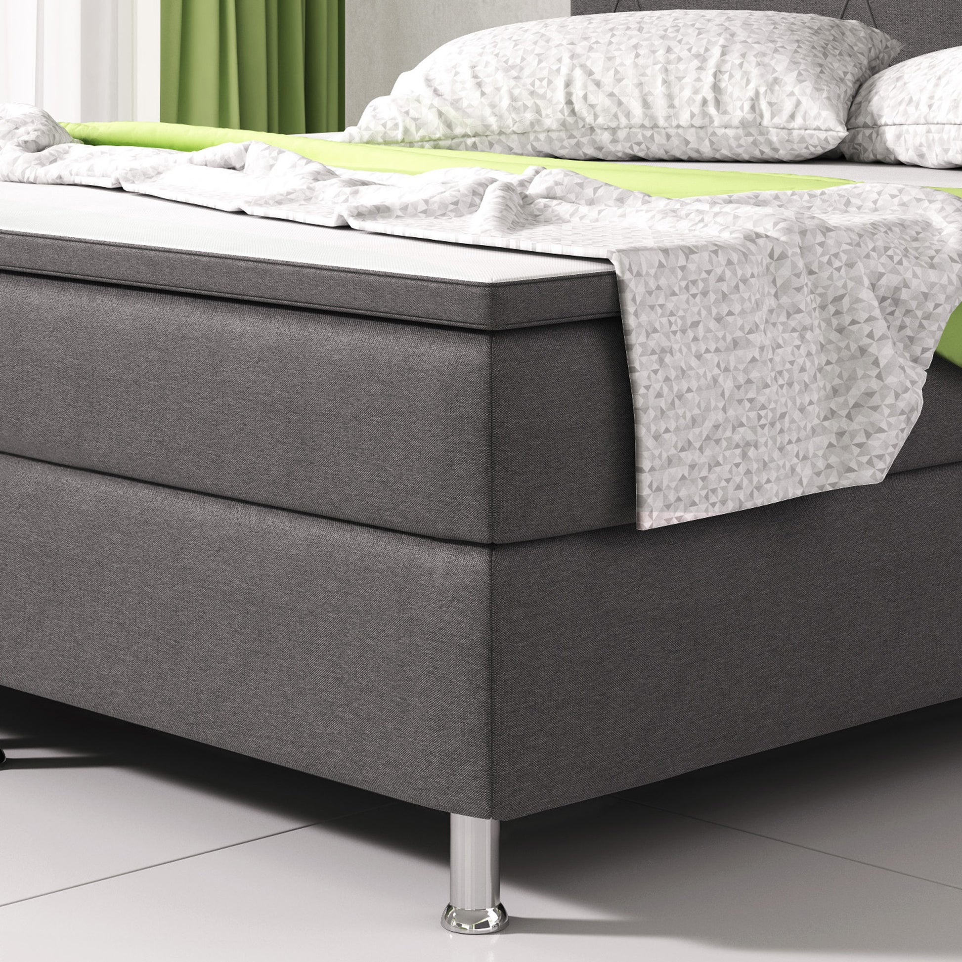 Boxspringbett Boston 140x200 cm Webstoff Anthrazit - Interbed
