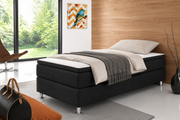 Box 90 cm mit 7 Zonen Taschenfederkernmatratze und Topper Webstoff Schwarz
