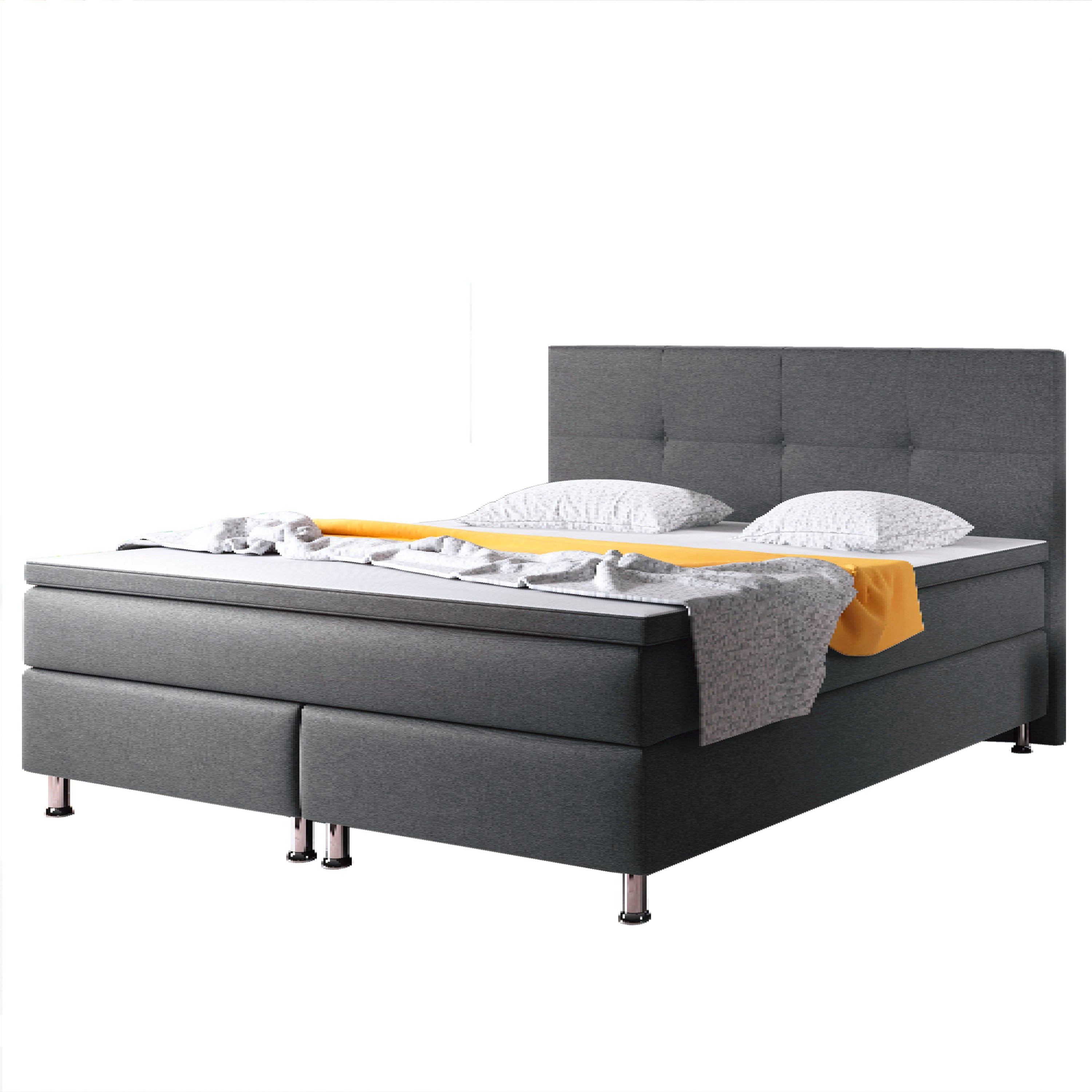 Boxspringbett Dallas 140x200 cm Webstoff Anthrazit