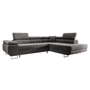 Ecksofa MALTA Samt Grau 277x203 cm – Ottomane rechts, Bettfunktion - Interbed