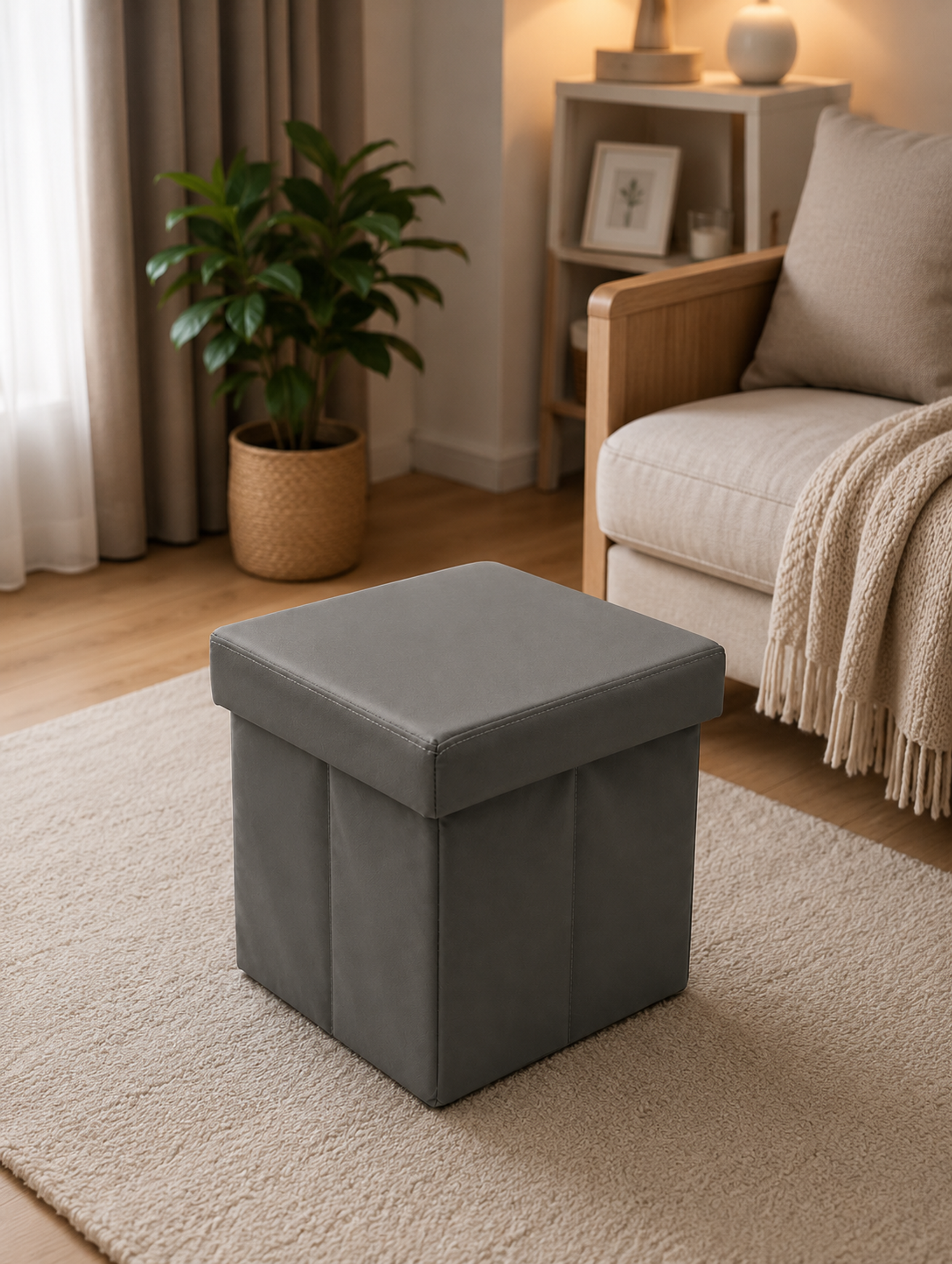 Hocker Box Faltbare Sitzbank mit abnehmbaren Deckel und Stauraum Anthrazit - Interbed
