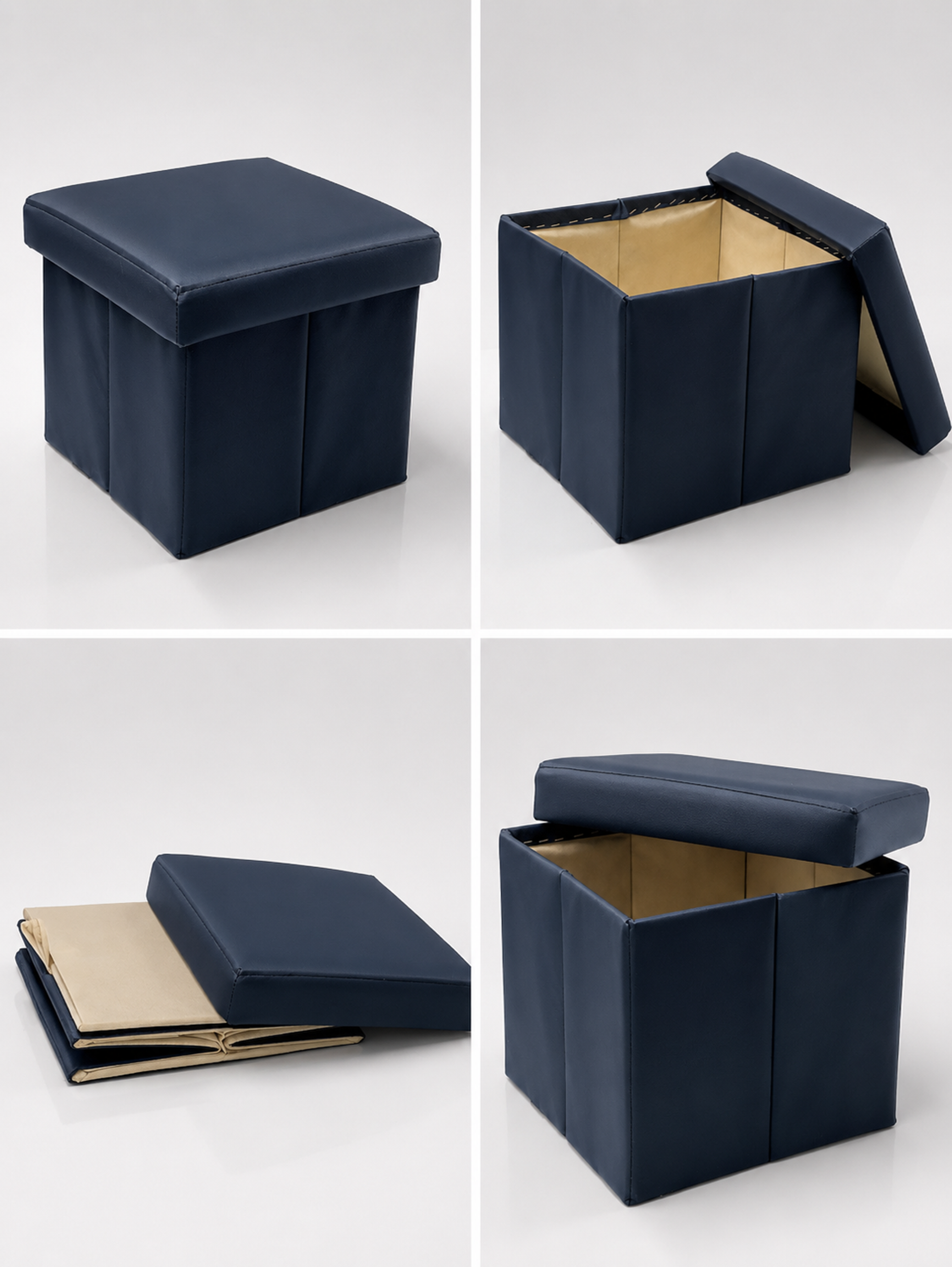 Hocker Box Faltbare Sitzbank mit abnehmbaren Deckel und Stauraum Blau - Interbed