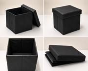 Hocker Box Faltbare Sitzbank mit abnehmbaren Deckel und Stauraum Schwarz