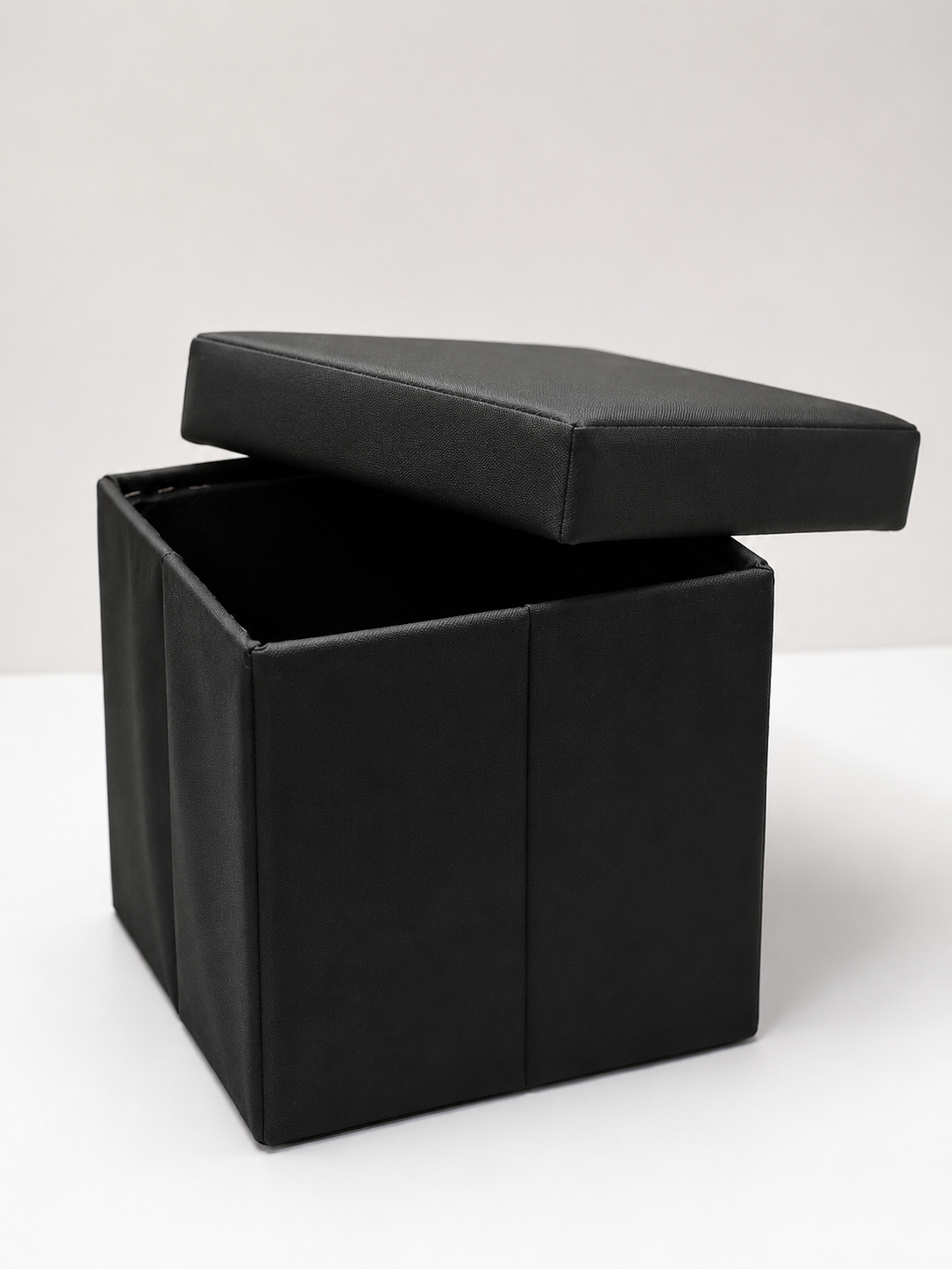 Hocker Box Faltbare Sitzbank mit abnehmbaren Deckel und Stauraum Schwarz - Interbed