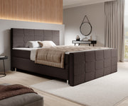 Boxspringbett F004 180x200 cm Webstoff Braun – Visco‑Topper & 7‑Zonen - Interbed