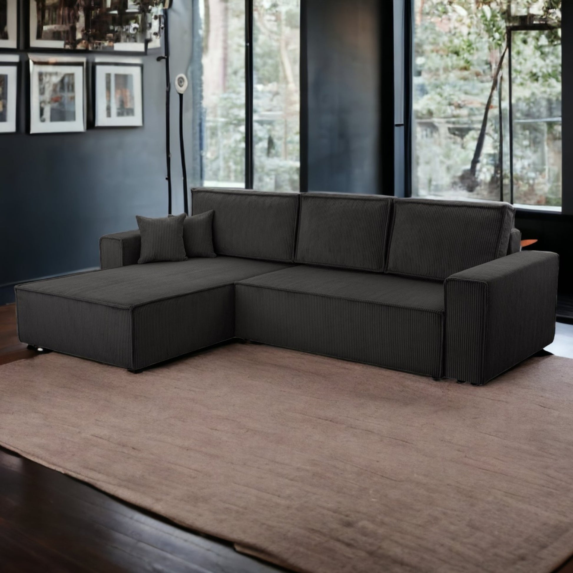 Ecksofa Gibraltar Cord XL Anthrazit - Interbed
