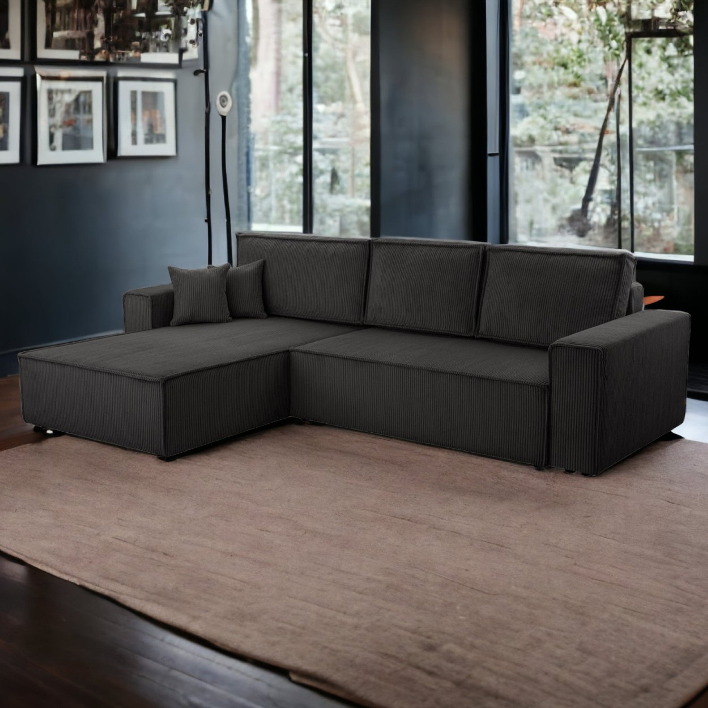 Ecksofa Gibraltar Cord XL Anthrazit - Interbed