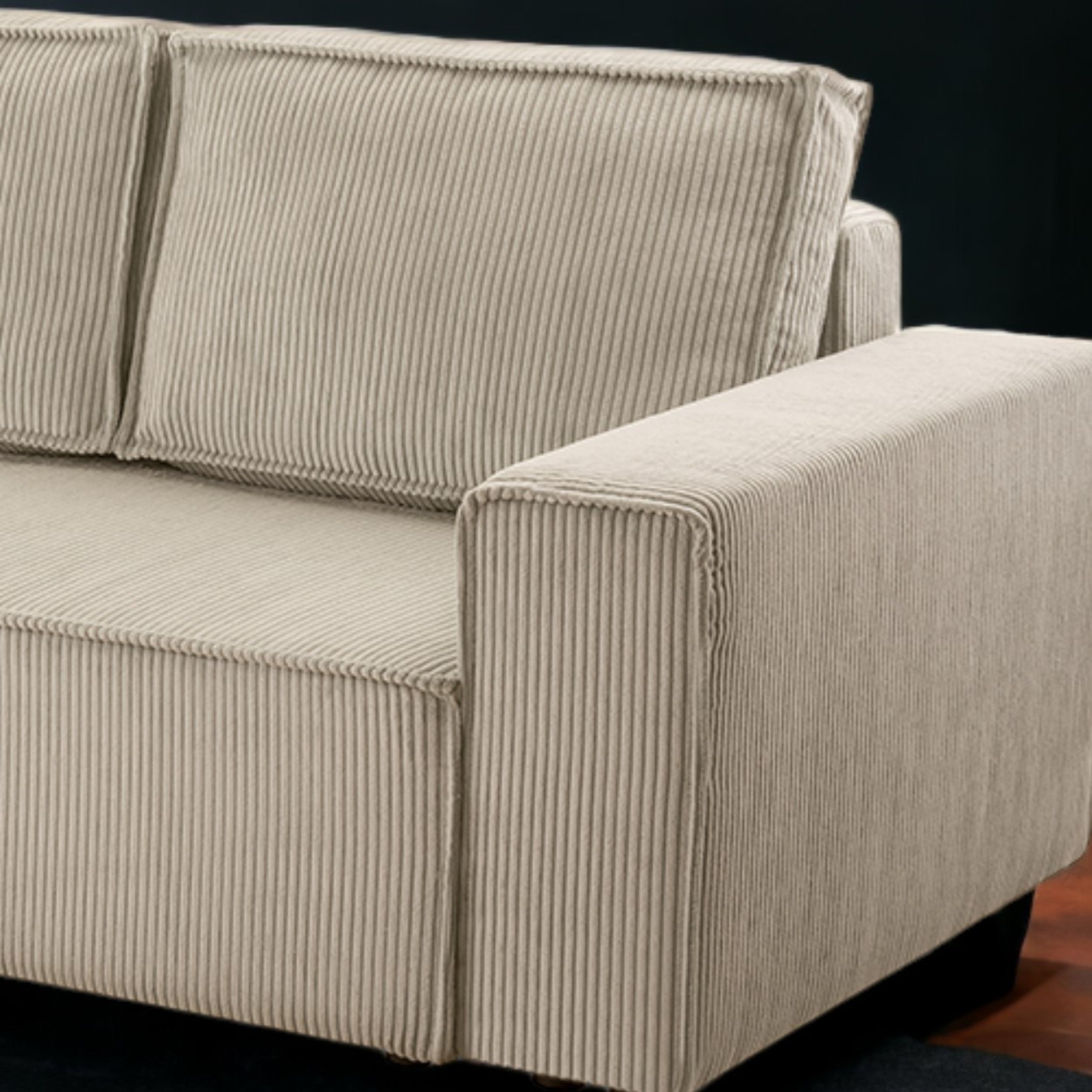 Ecksofa Gibraltar Cord XL Beige - Interbed