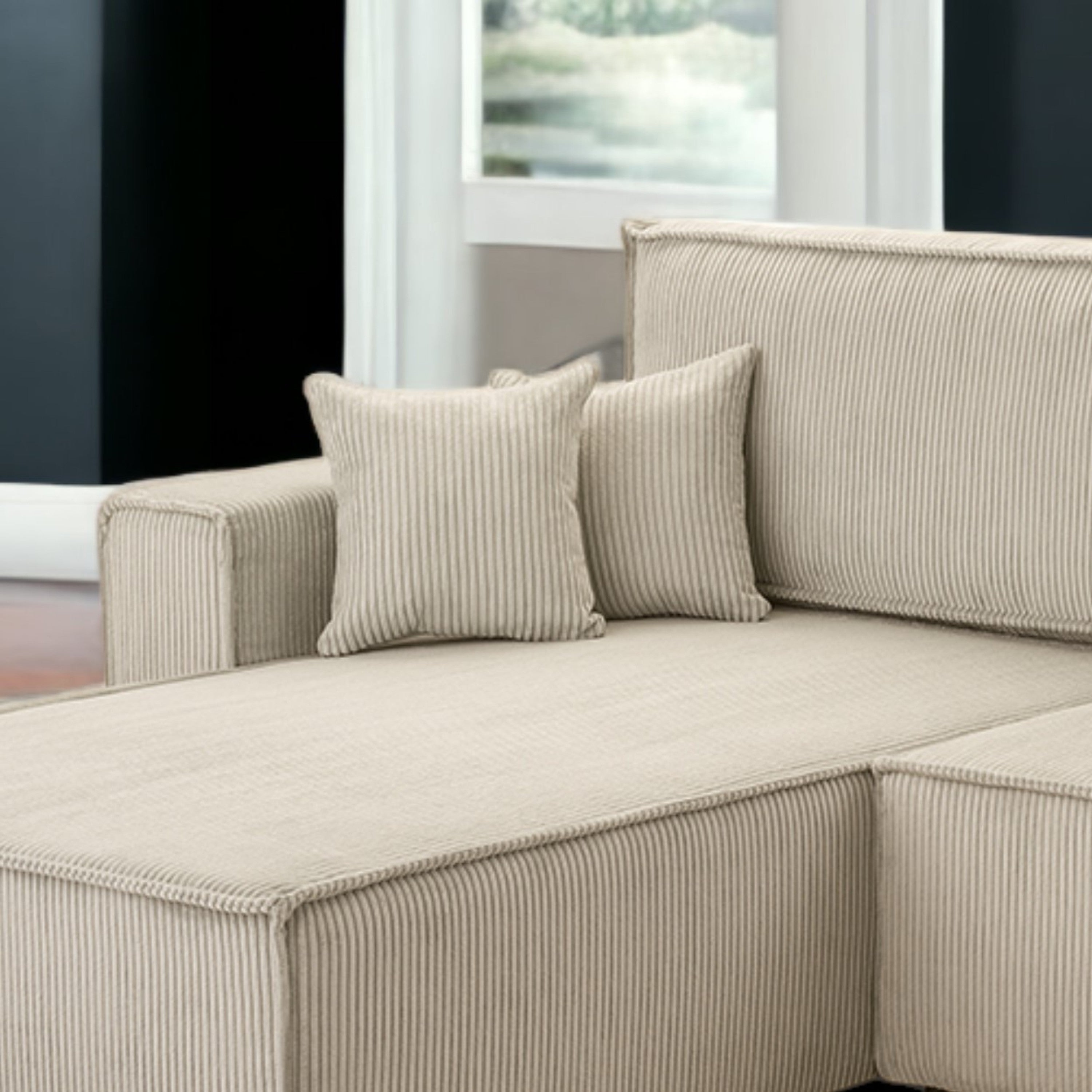 Ecksofa Gibraltar Cord XL Beige - Interbed