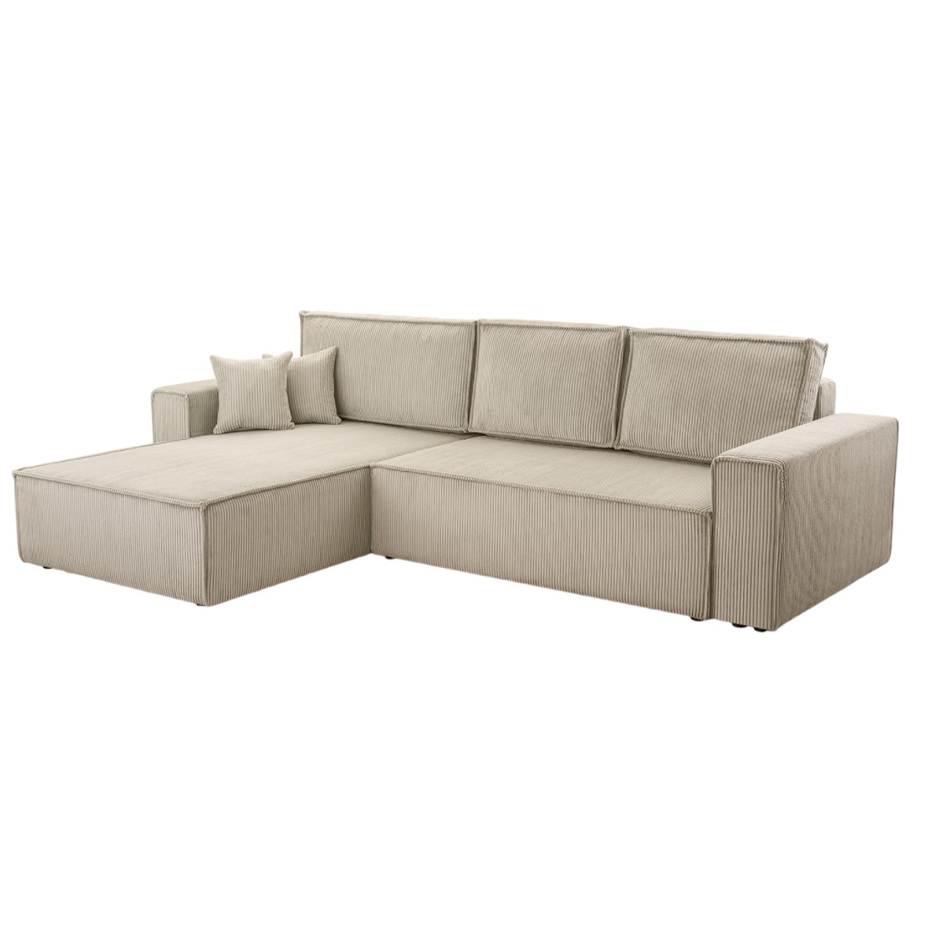 Ecksofa Gibraltar Cord XL Beige - Interbed