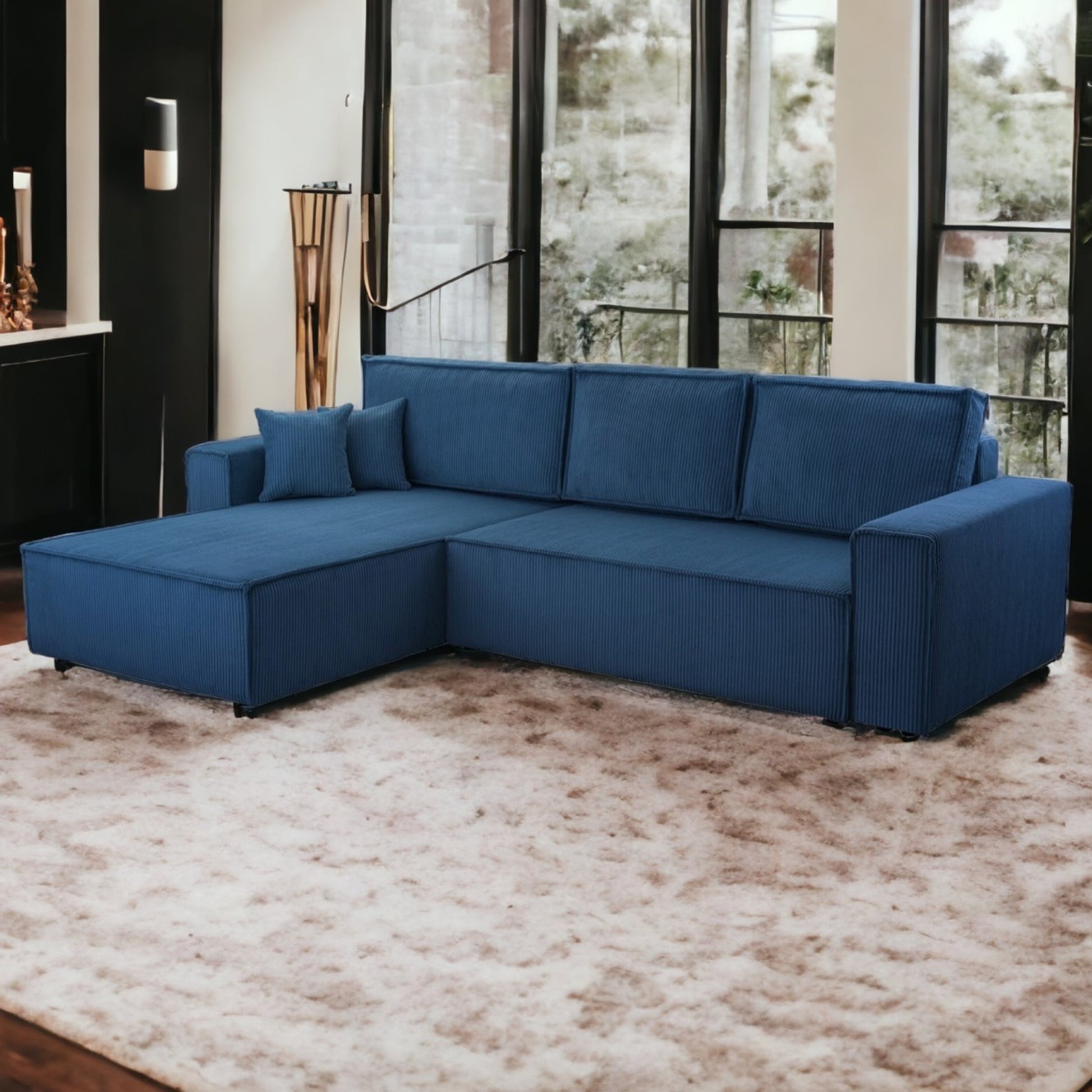 Ecksofa Gibraltar Cord XL Dark Blue - Interbed