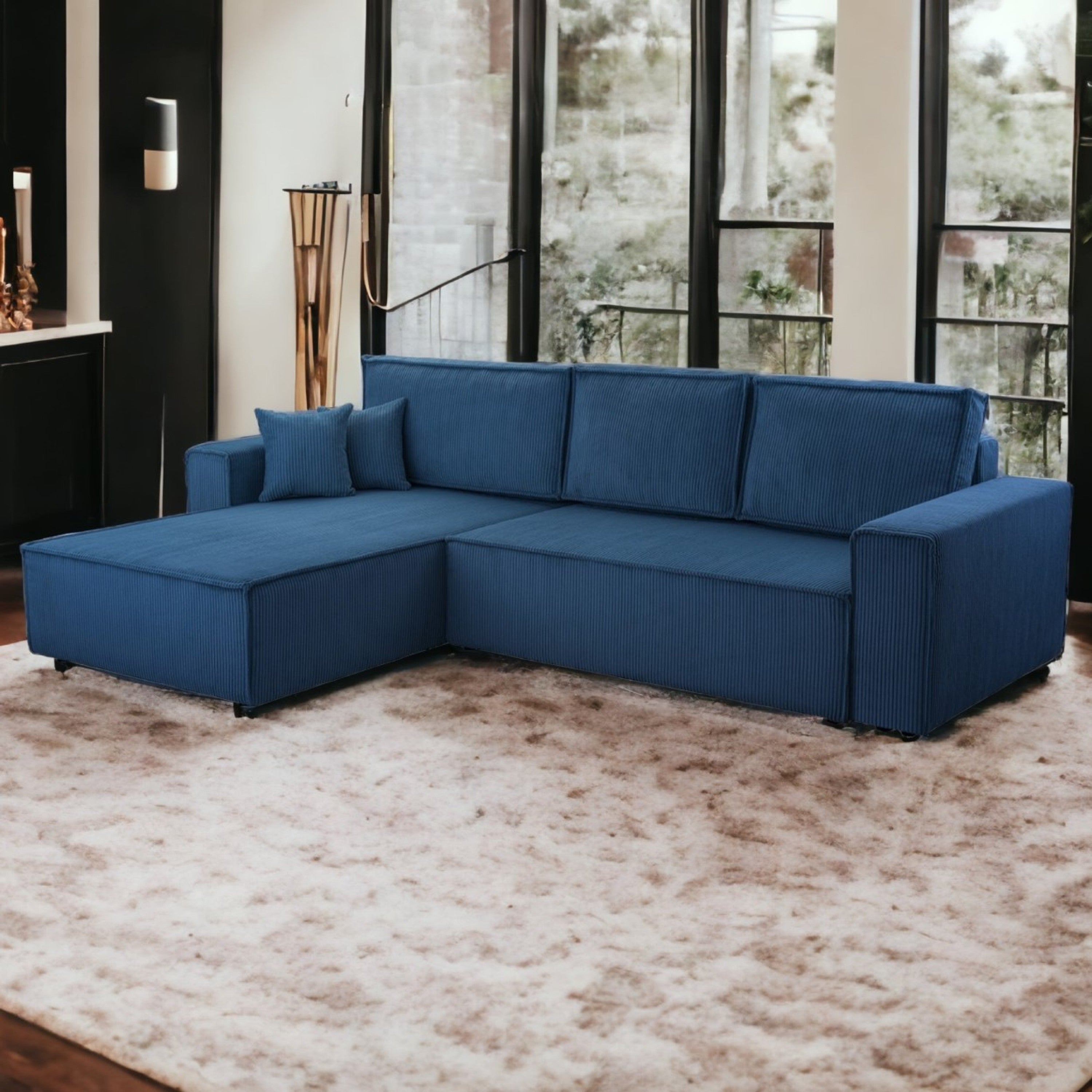 Ecksofa Gibraltar Cord XL Dark Blue - Interbed