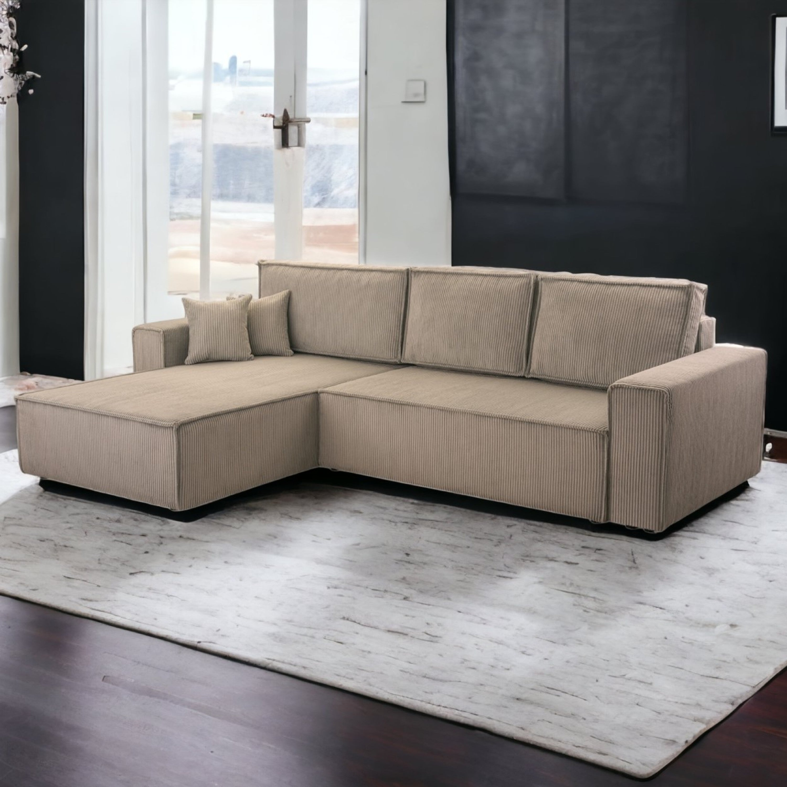 Ecksofa Gibraltar Cord XL Cappucino - Interbed