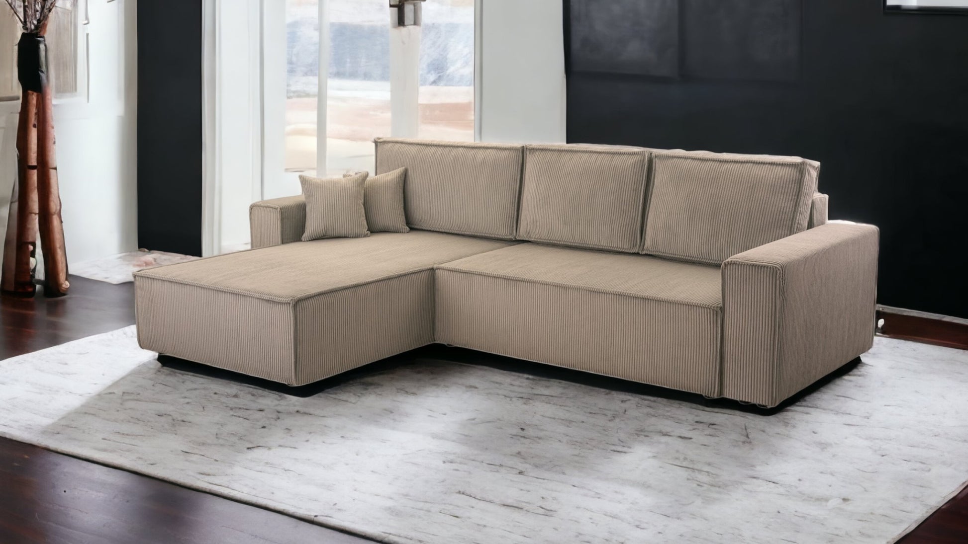 Ecksofa Gibraltar Cord XL Cappucino - Interbed
