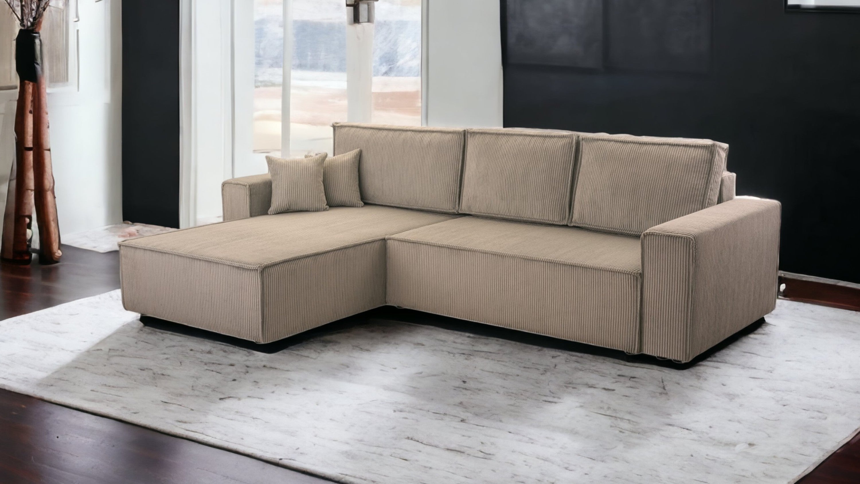 Ecksofa Gibraltar Cord XL Cappucino - Interbed