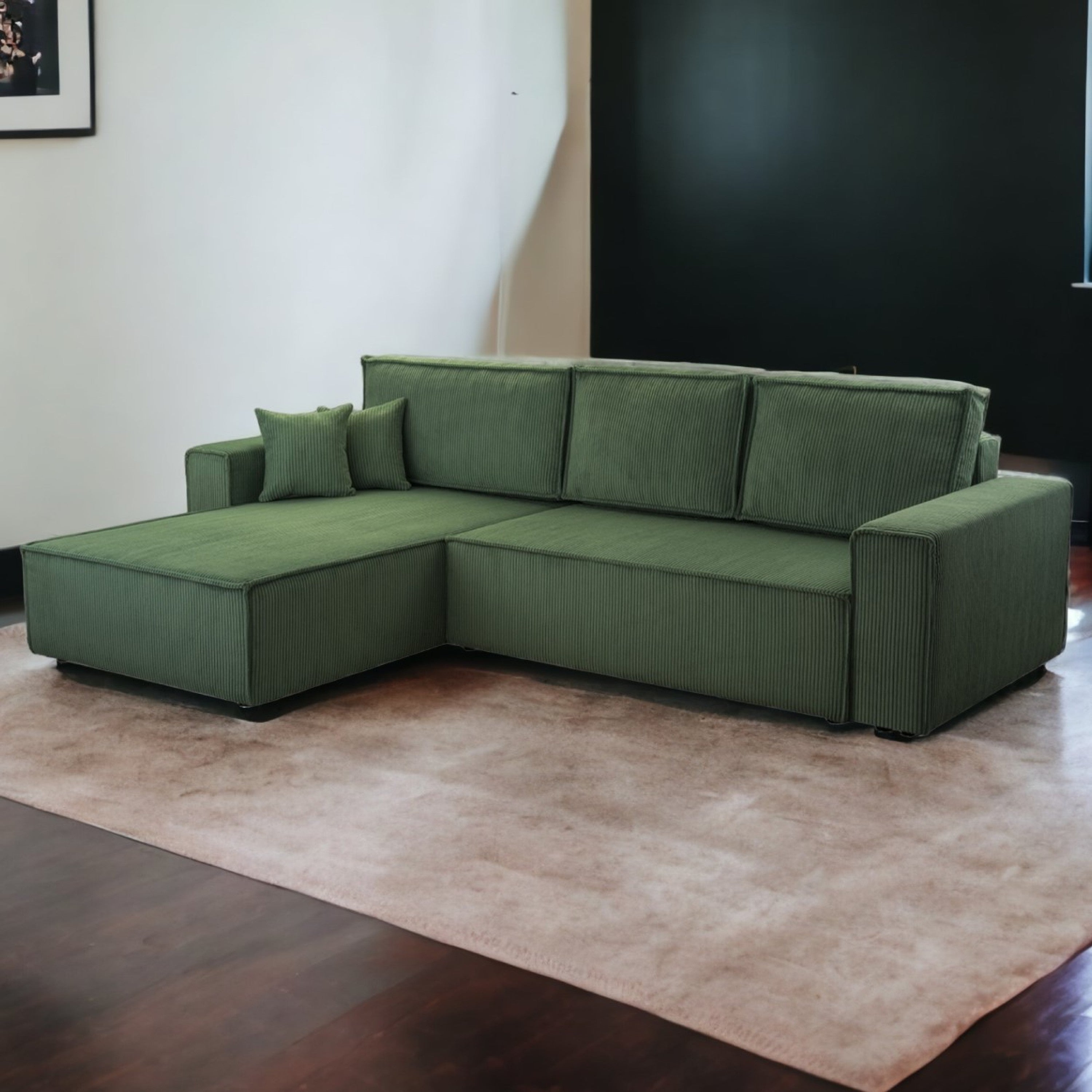 Ecksofa Gibraltar Cord XL Dark Green - Interbed