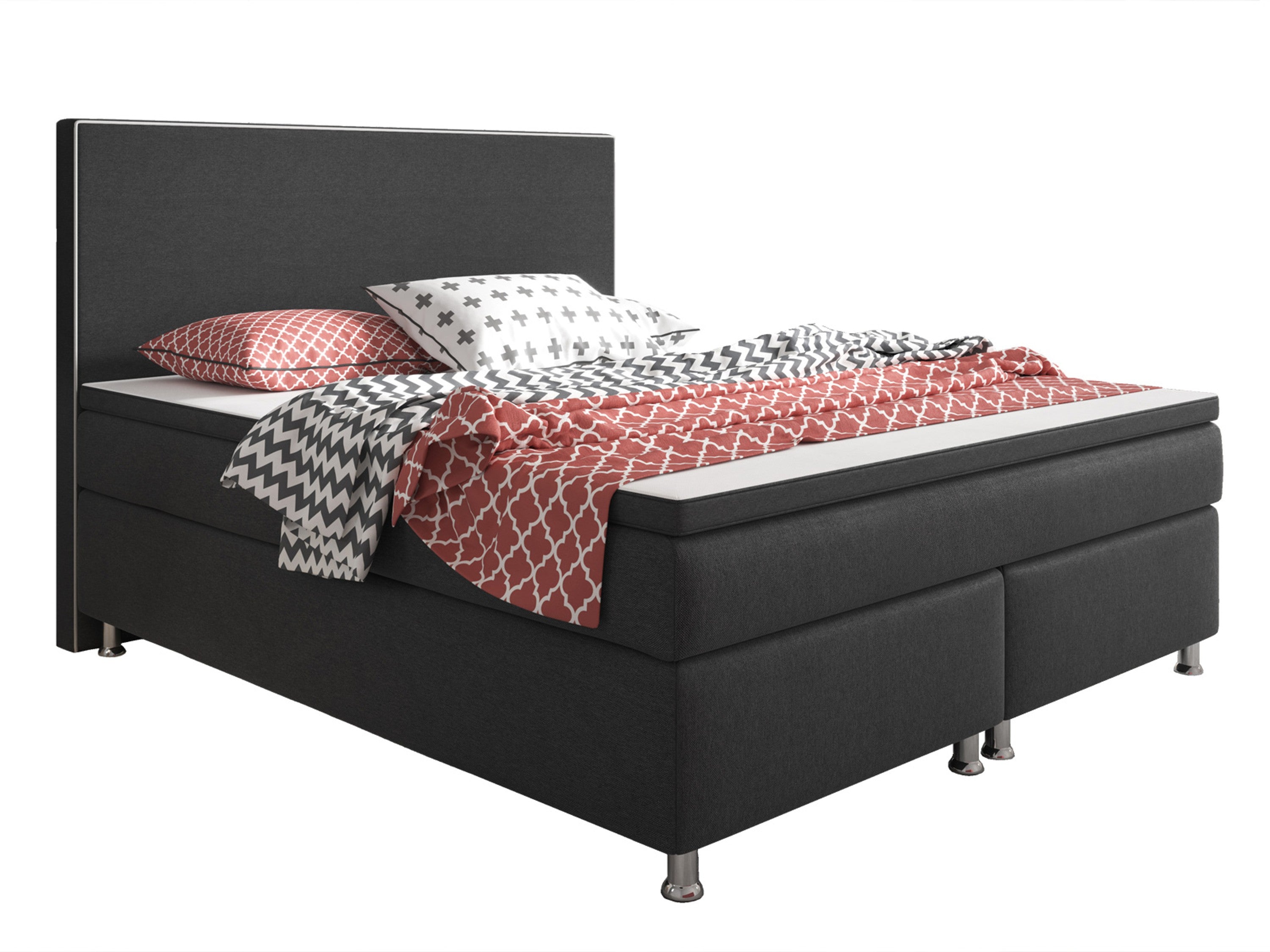Boxspringbett King Size 140x200 cm Webstoff Anthrazit - Interbed