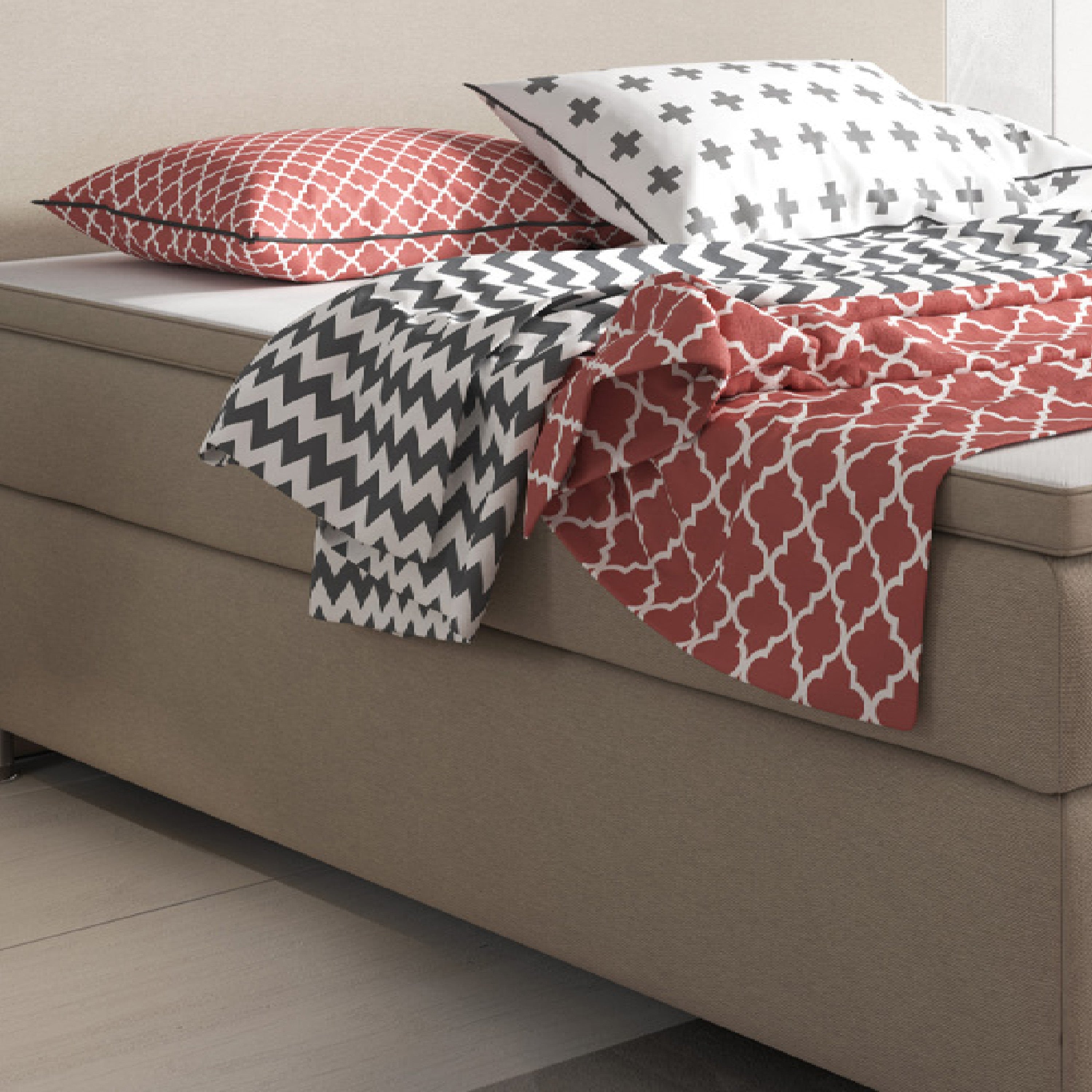Boxspringbett King Size 180x200 cm Webstoff Muddy - Interbed