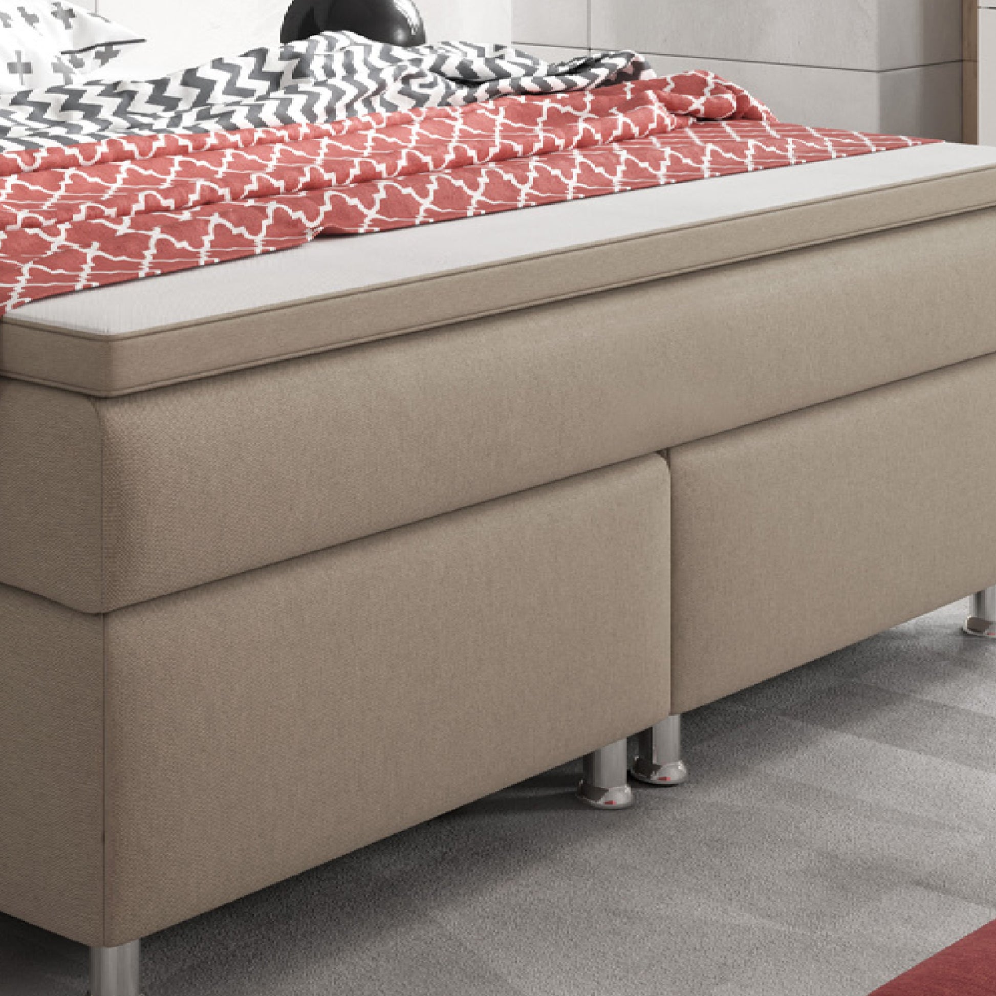 Boxspringbett King Size 180x200 cm Webstoff Muddy - Interbed
