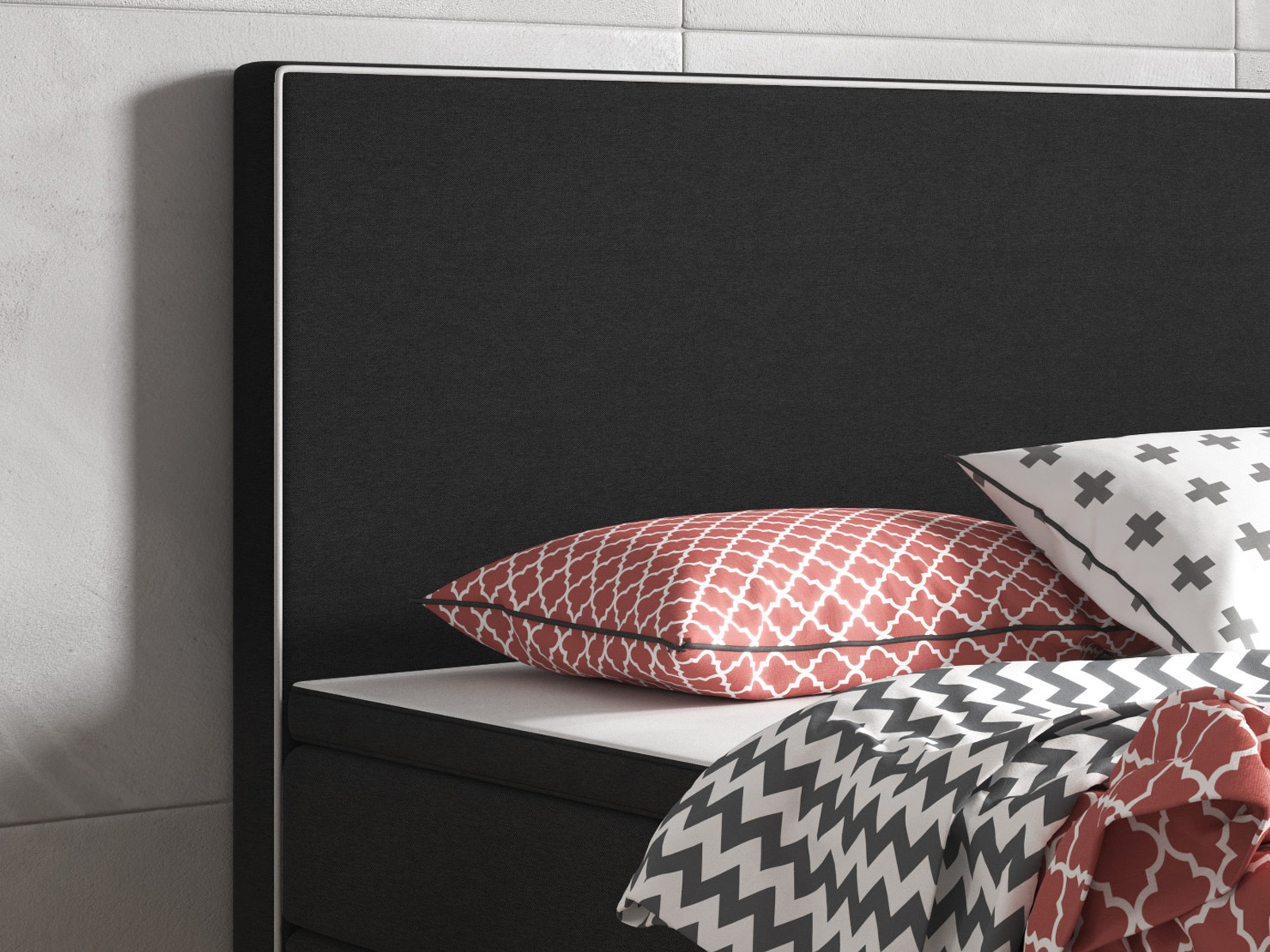 Boxspringbett King Size 140x200 cm Webstoff Schwarz - Interbed
