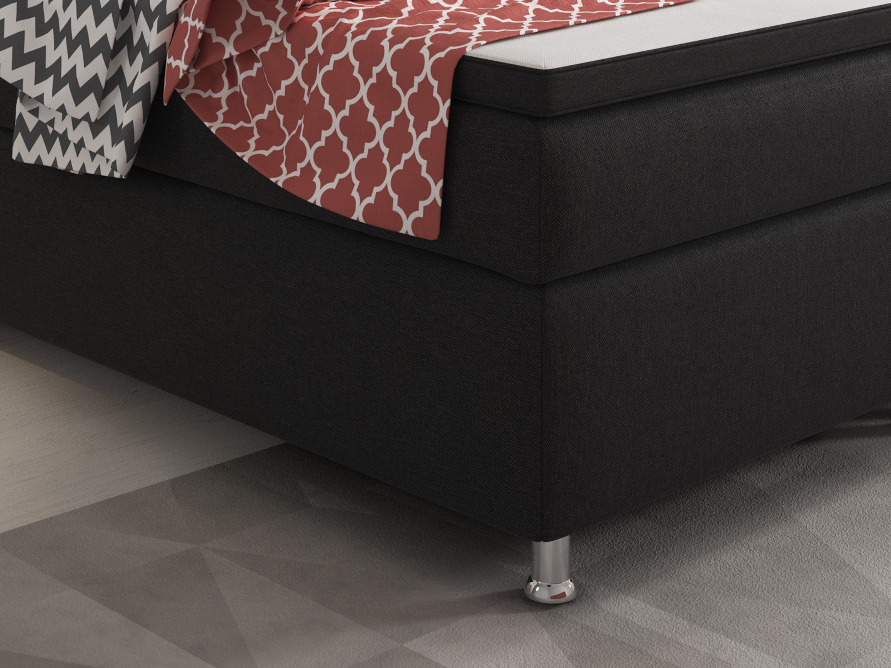 Boxspringbett King Size 140x200 cm Webstoff Schwarz - Interbed