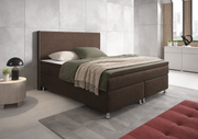 Boxspringbett King Size 180x200 cm Webstoff Braun – mit 5 cm PU-Topper