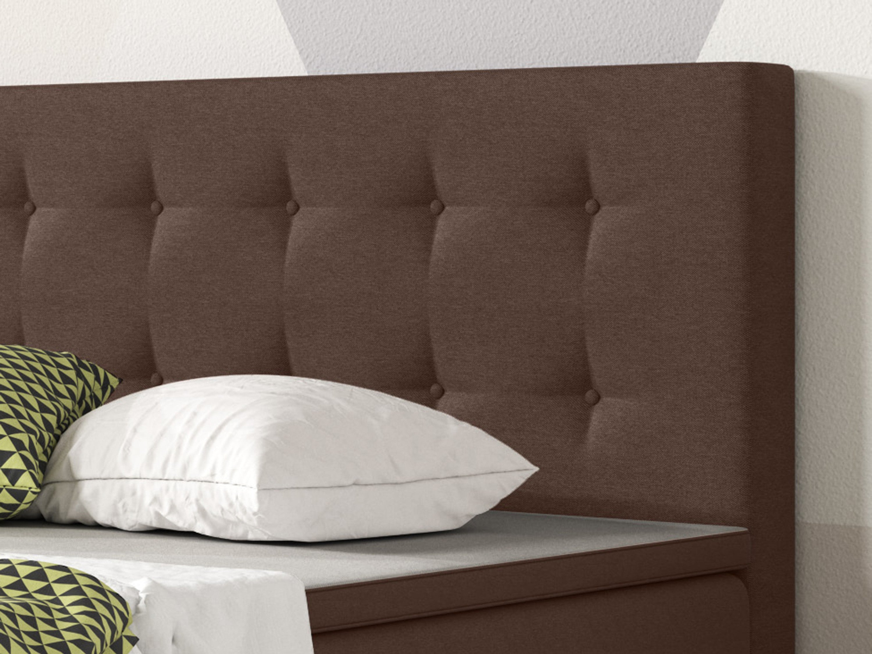 Boxspringbett KN004 140x200 – Webstoff Braun mit PU-Topper - Interbed
