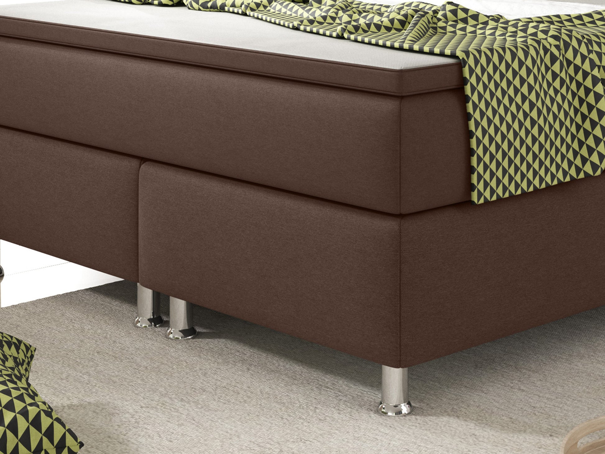 Boxspringbett KN004 140x200 – Webstoff Braun mit PU-Topper - Interbed