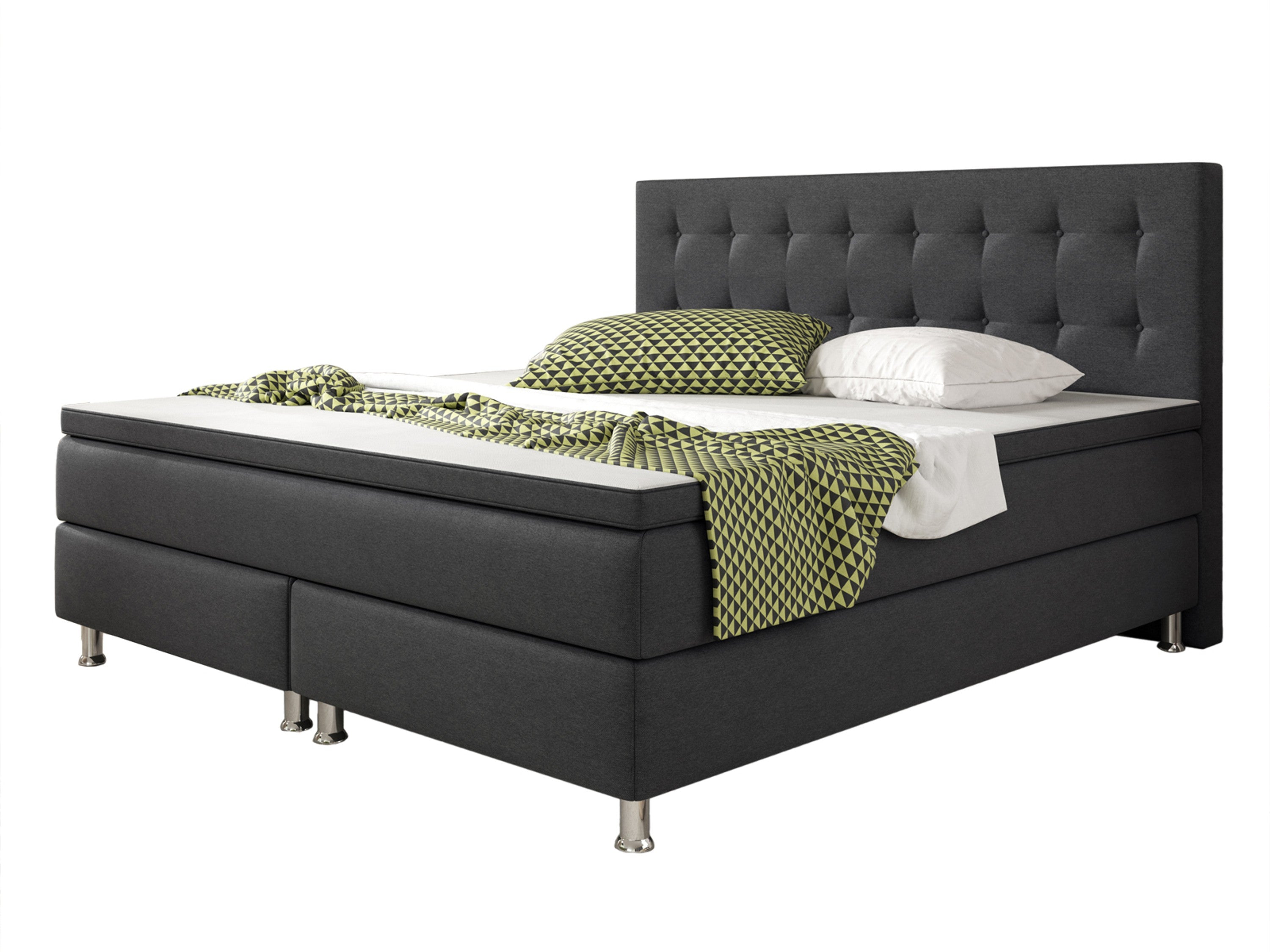 Boxspringbett Köln 180x200 Webstoff Anthrazit - Interbed