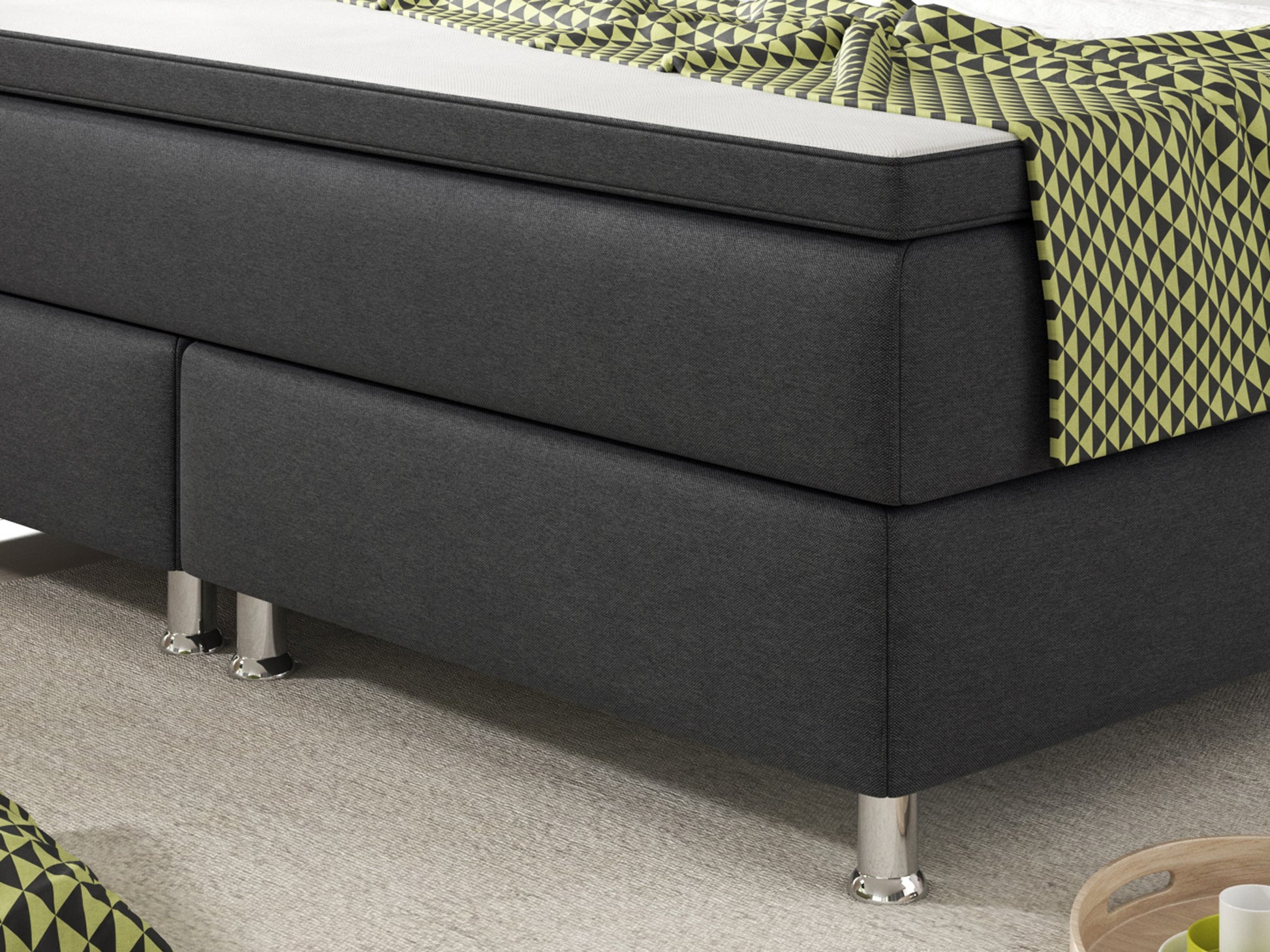 Boxspringbett Köln 160x200 Anthrazit – Webstoff & PU-Topper - Interbed