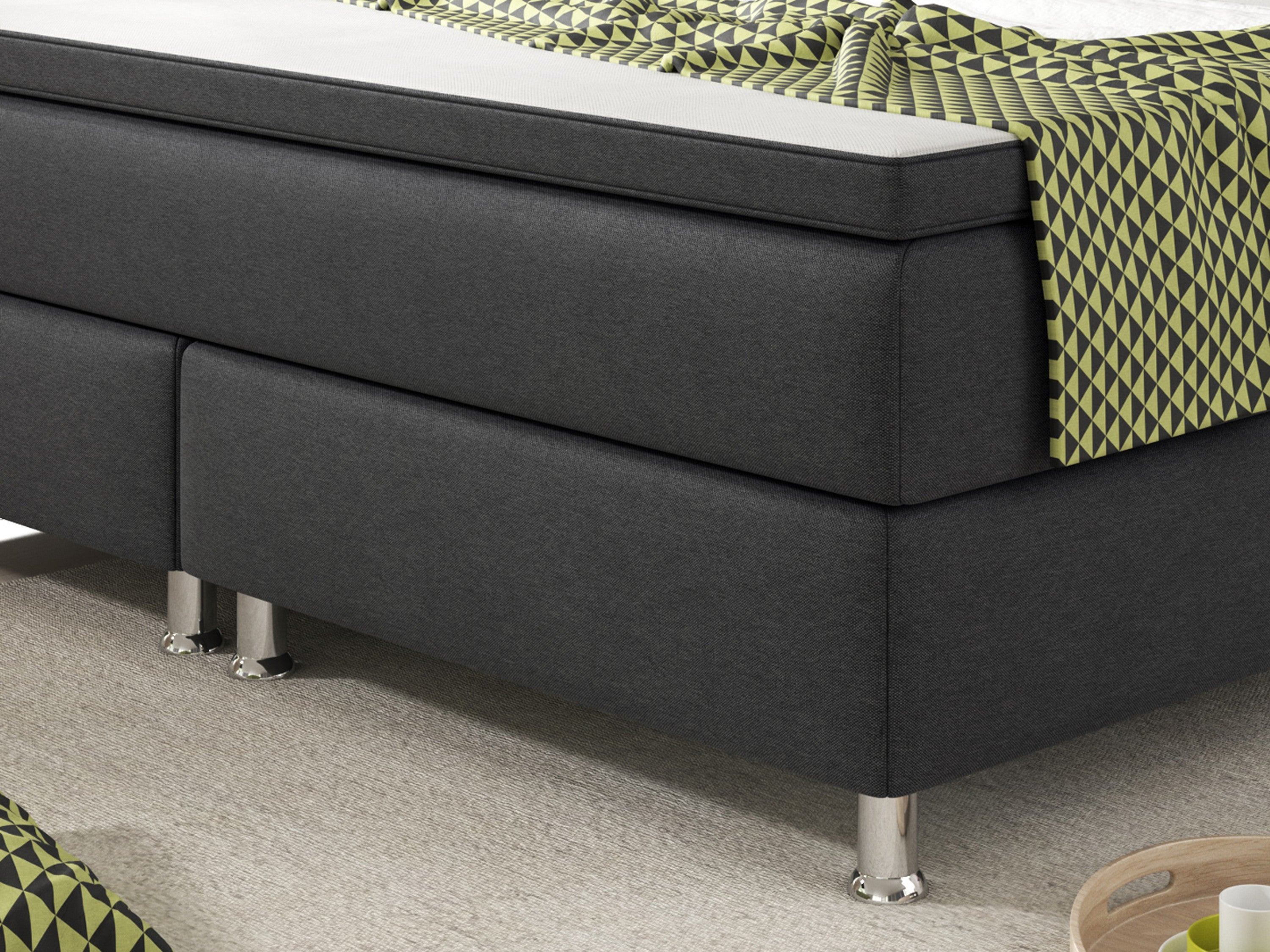 Boxspringbett Köln 160x200 Anthrazit – Webstoff & PU-Topper - Interbed