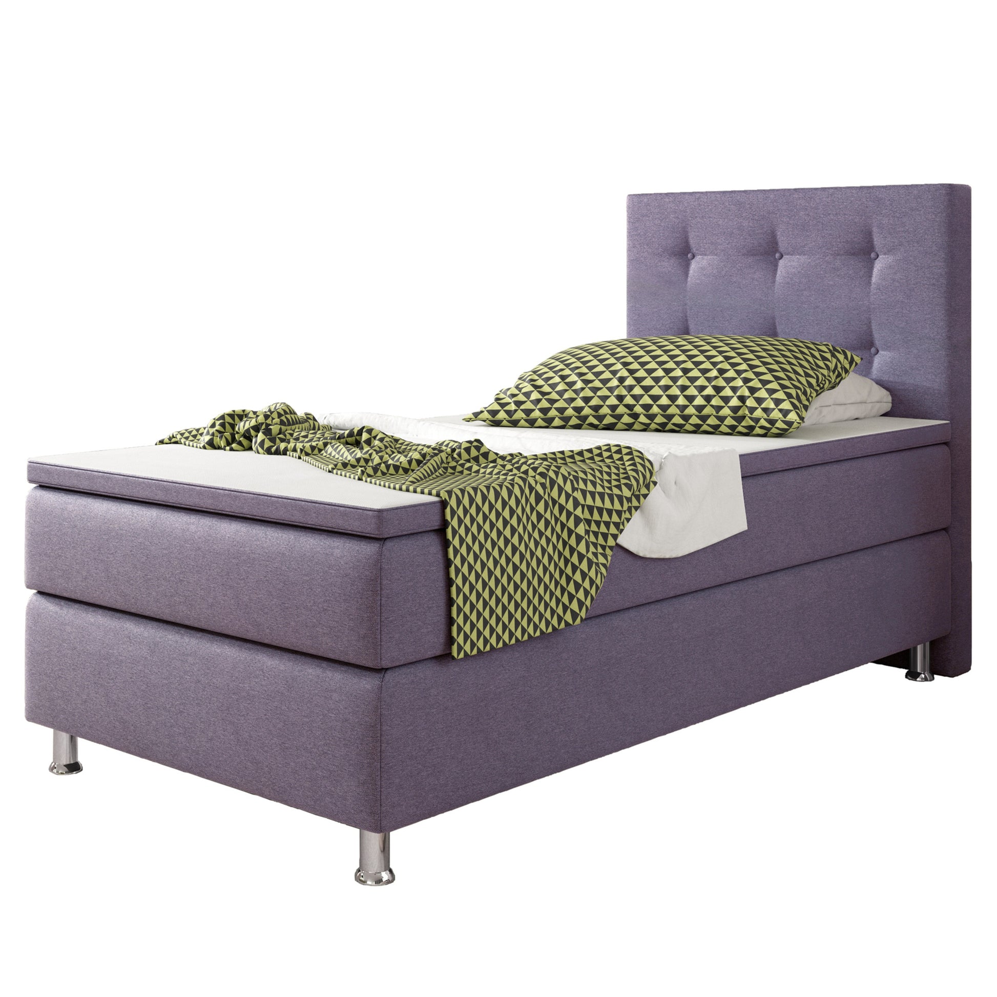 Boxspringbett KN0010 90x200 cm Lila – Webstoff & 5 cm Topper - Interbed