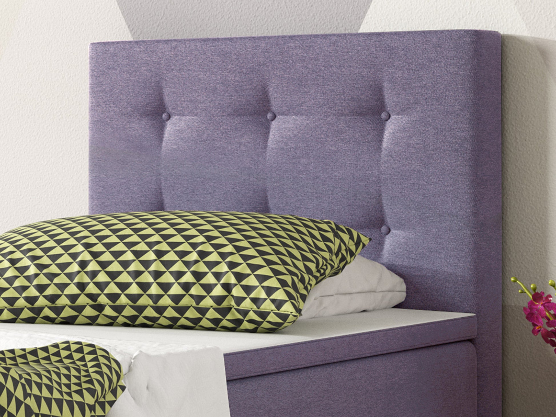 Boxspringbett KN0010 90x200 cm Lila – Webstoff & 5 cm Topper - Interbed