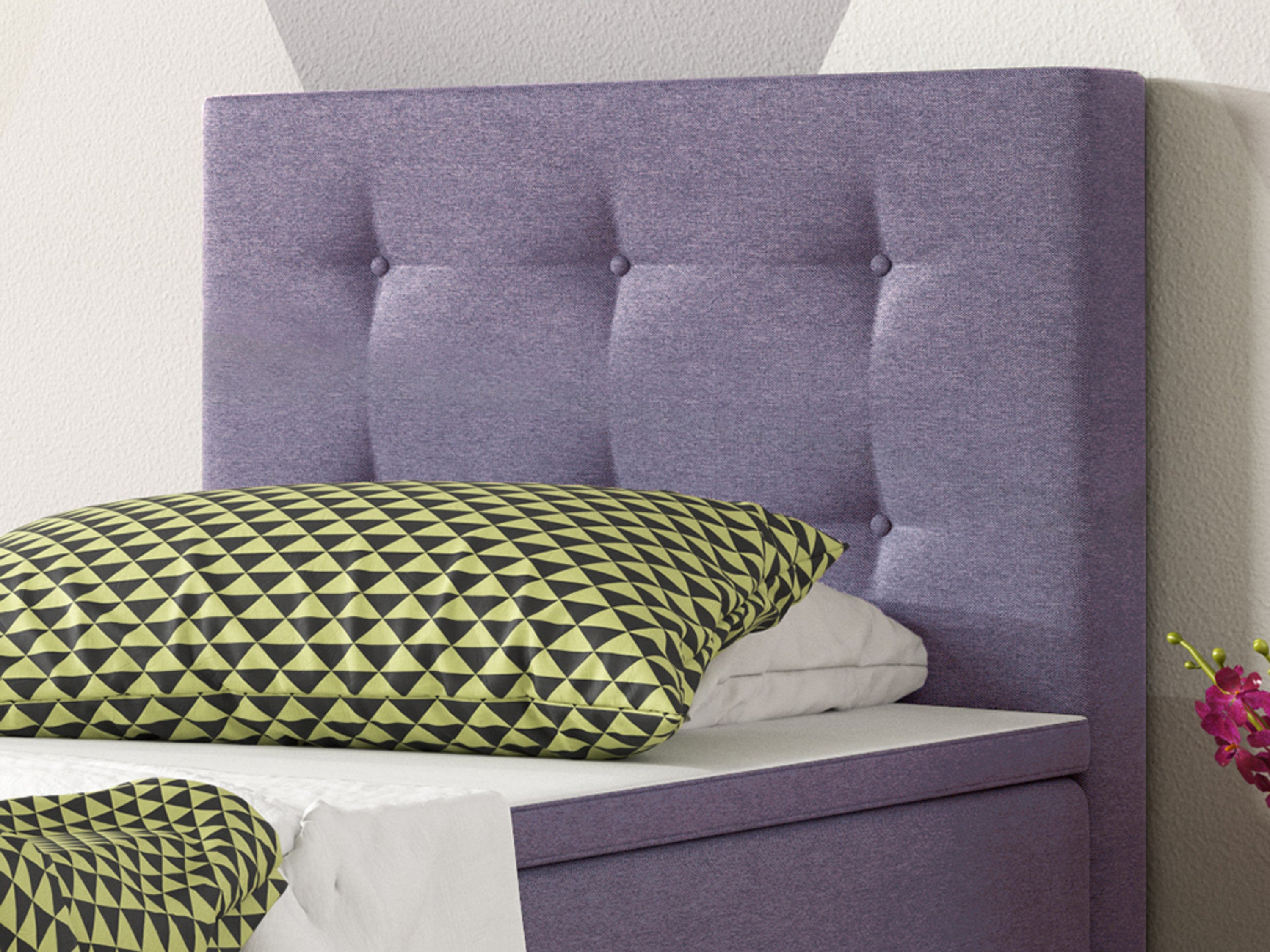 Boxspringbett KN0010 90x200 cm Lila – Webstoff & 5 cm Topper - Interbed