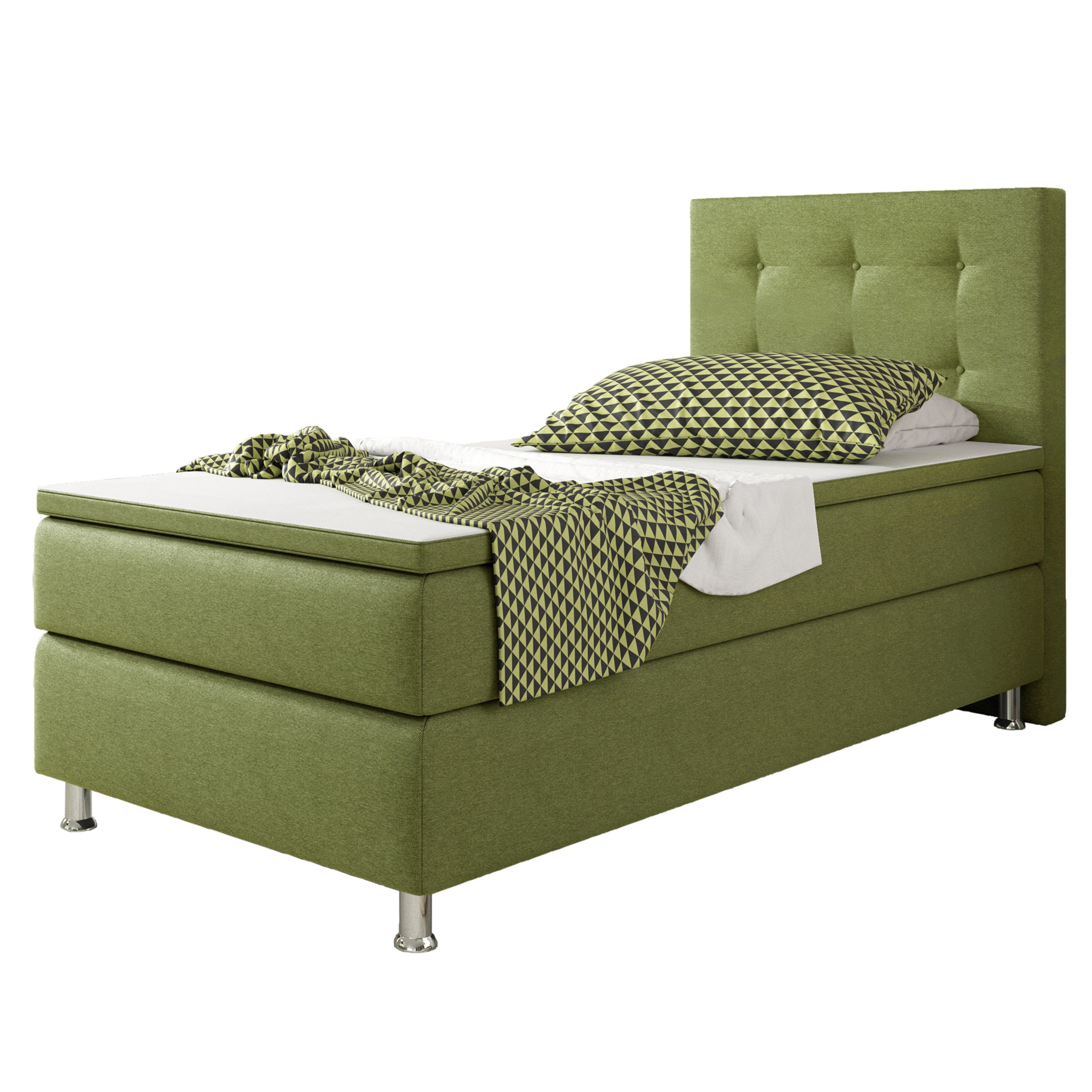 Boxspringbett Köln 90x200 Webstoff Grün - Interbed