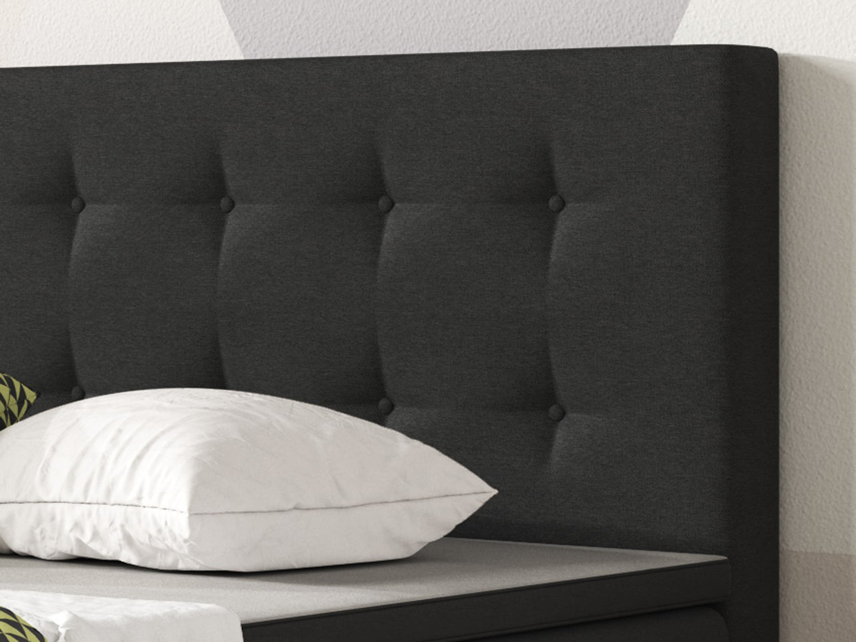 Boxspringbett KN002 140x200 cm – Webstoff Schwarz mit PU-Topper - Interbed