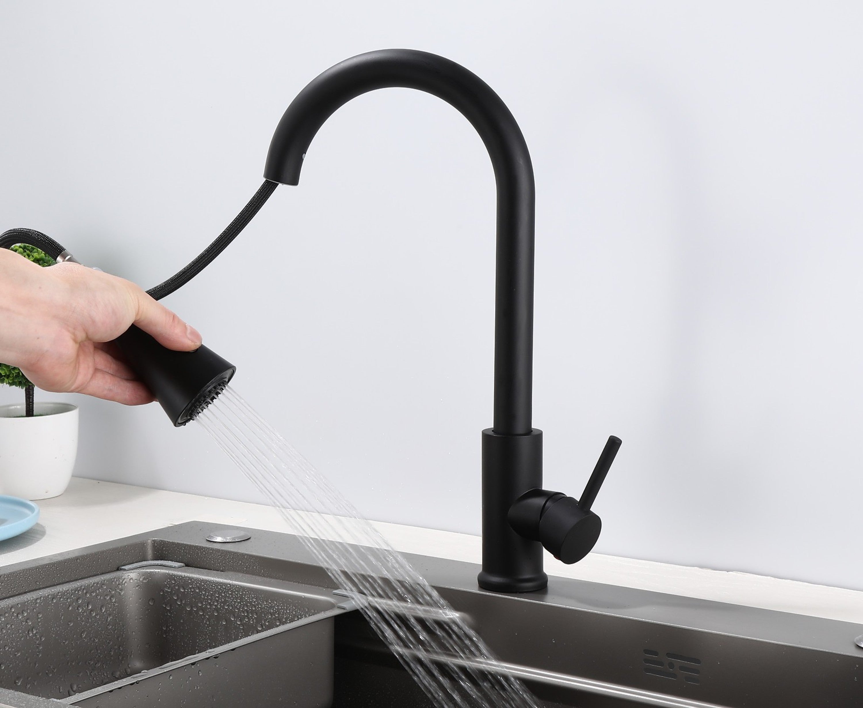 Küchenarmatur 360° Wasserhahn Schwarz