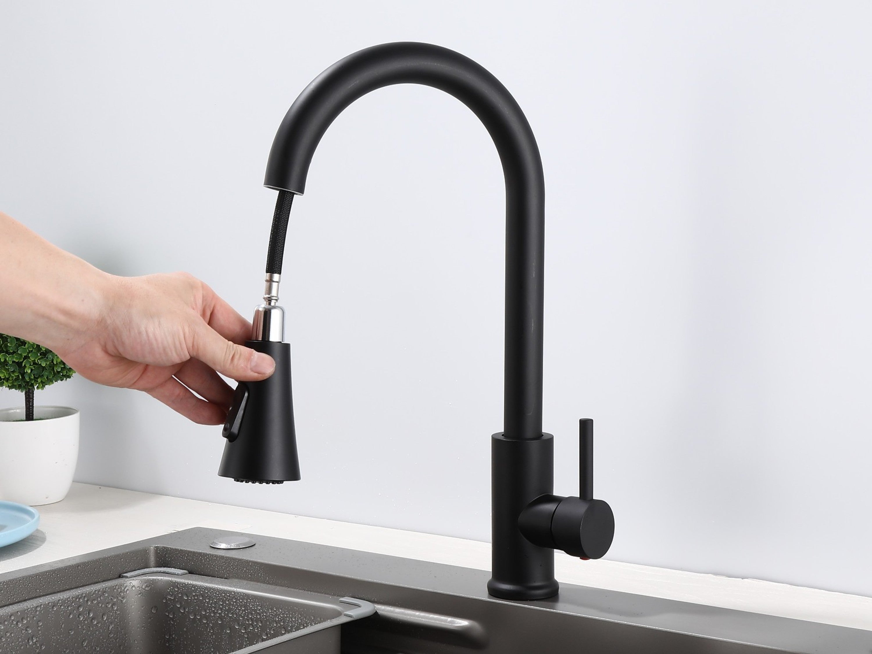 Küchenarmatur 360° Wasserhahn Schwarz