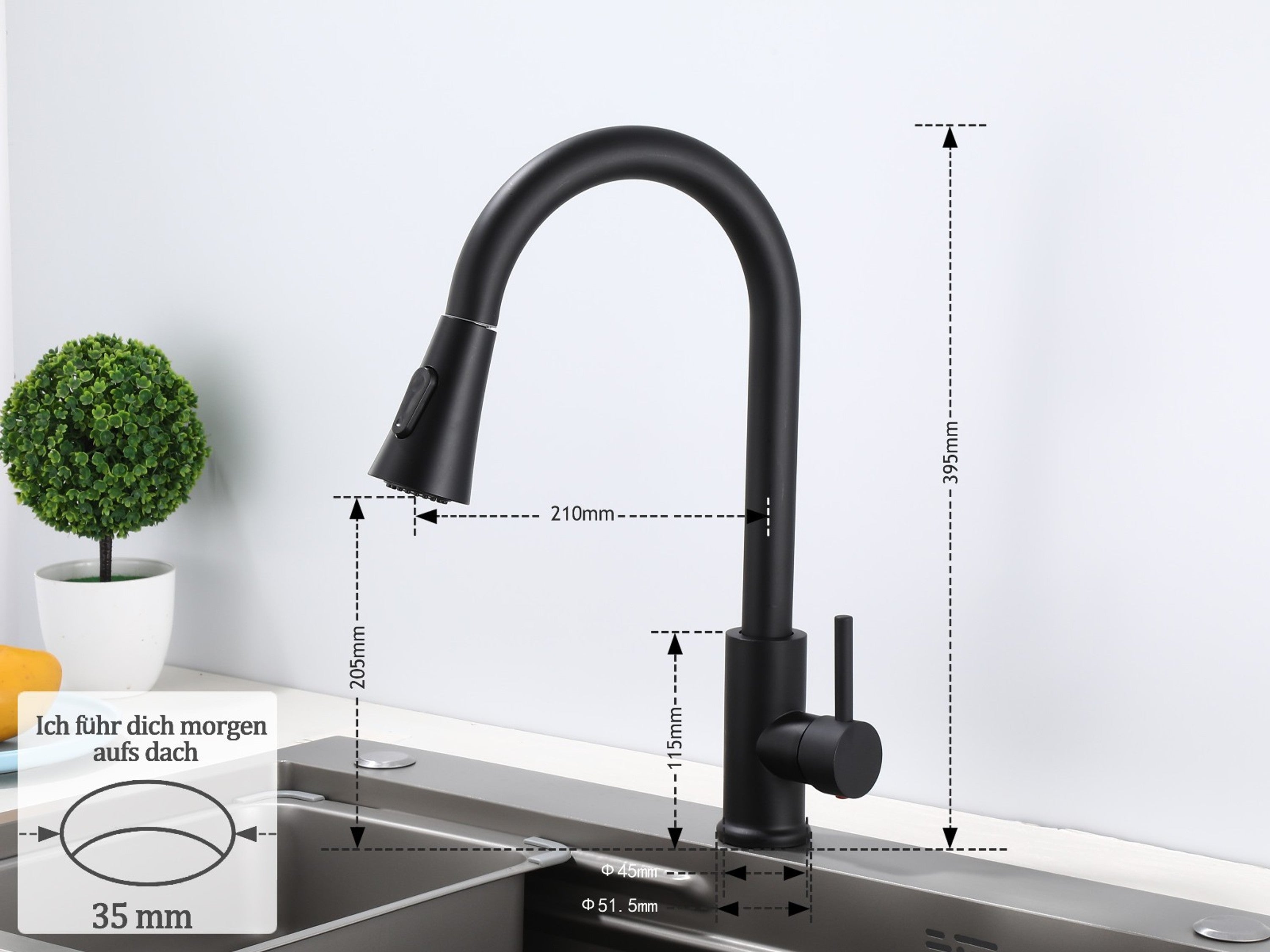 Küchenarmatur 360° Wasserhahn Schwarz