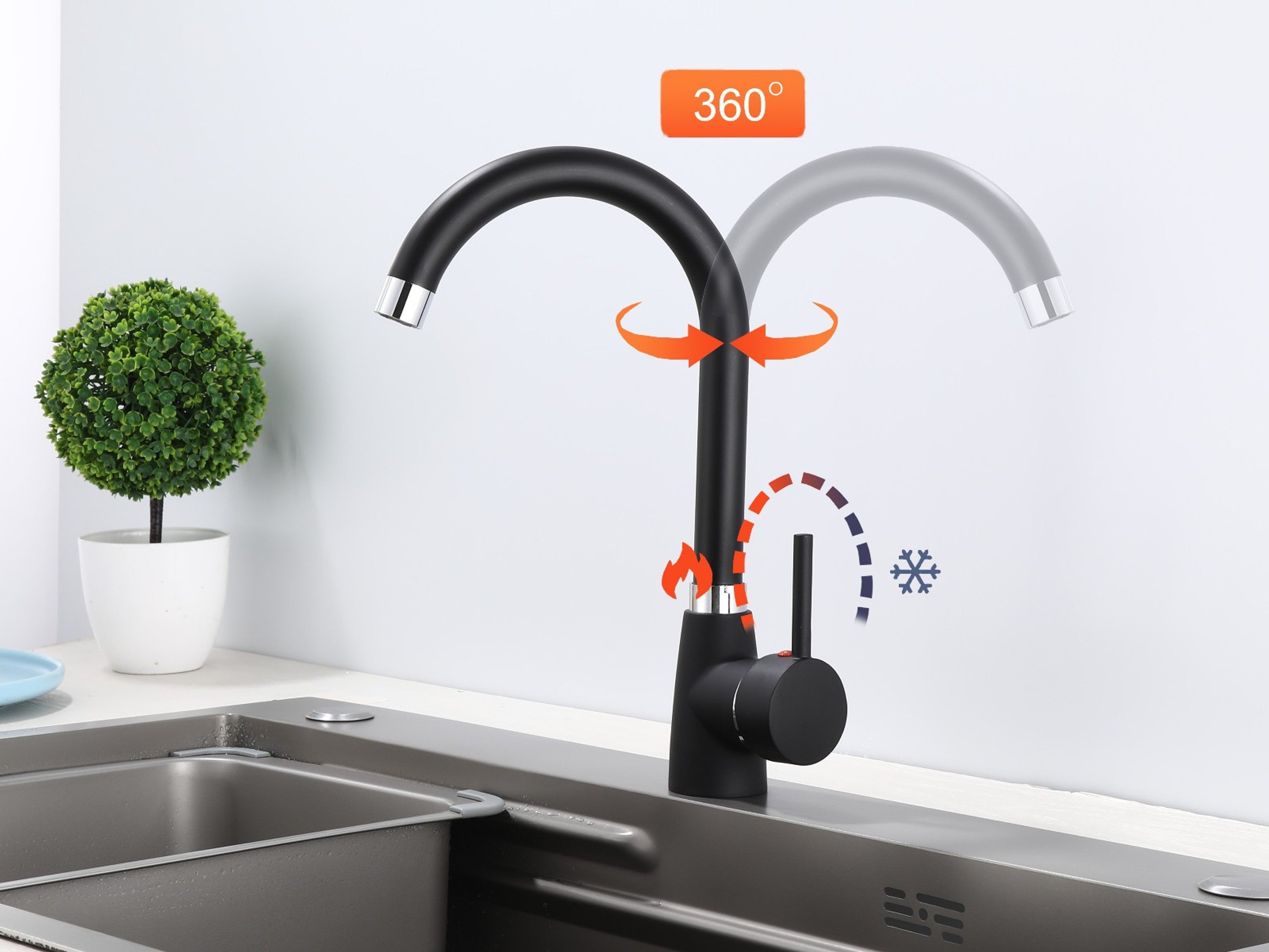 Küchenarmatur 360° Wasserhahn Schwarz - Interbed