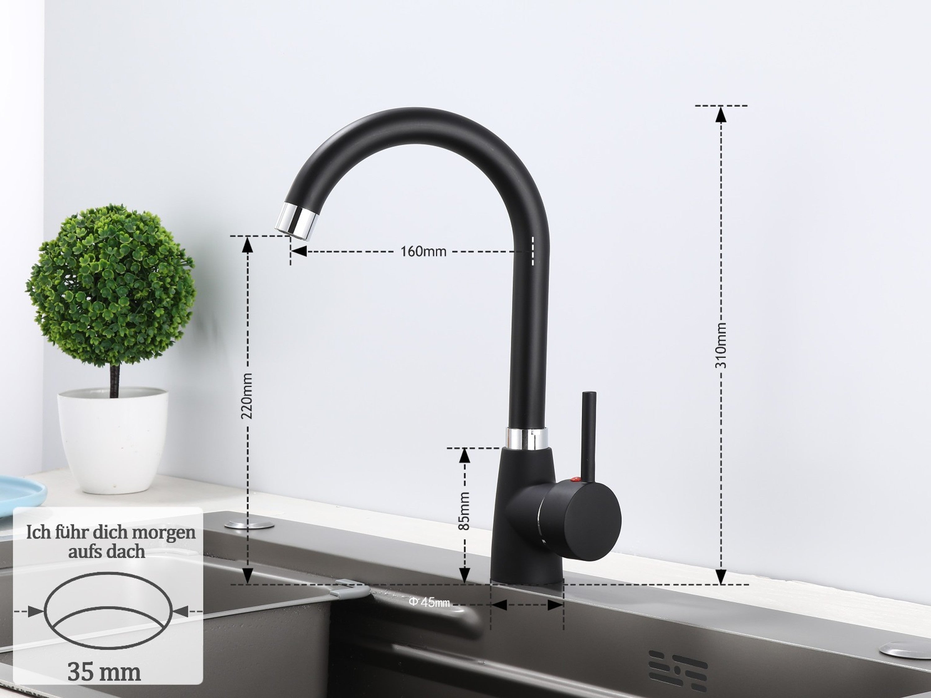 Küchenarmatur 360° Wasserhahn Schwarz - Interbed