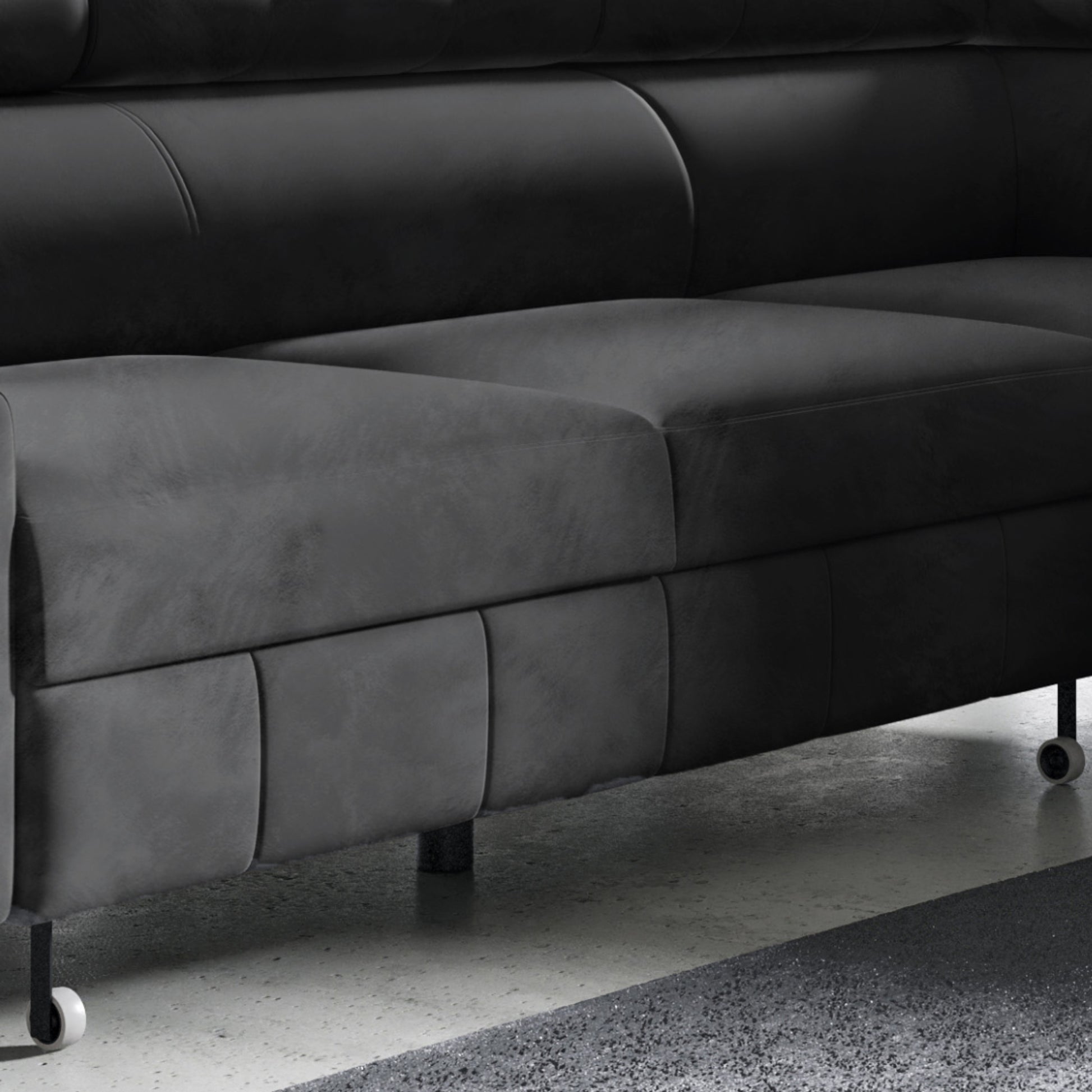 Ecksofa LIMA Samt Grau Anthrazit mit Bett Bettkasten Kopfteilverstellung - Interbed