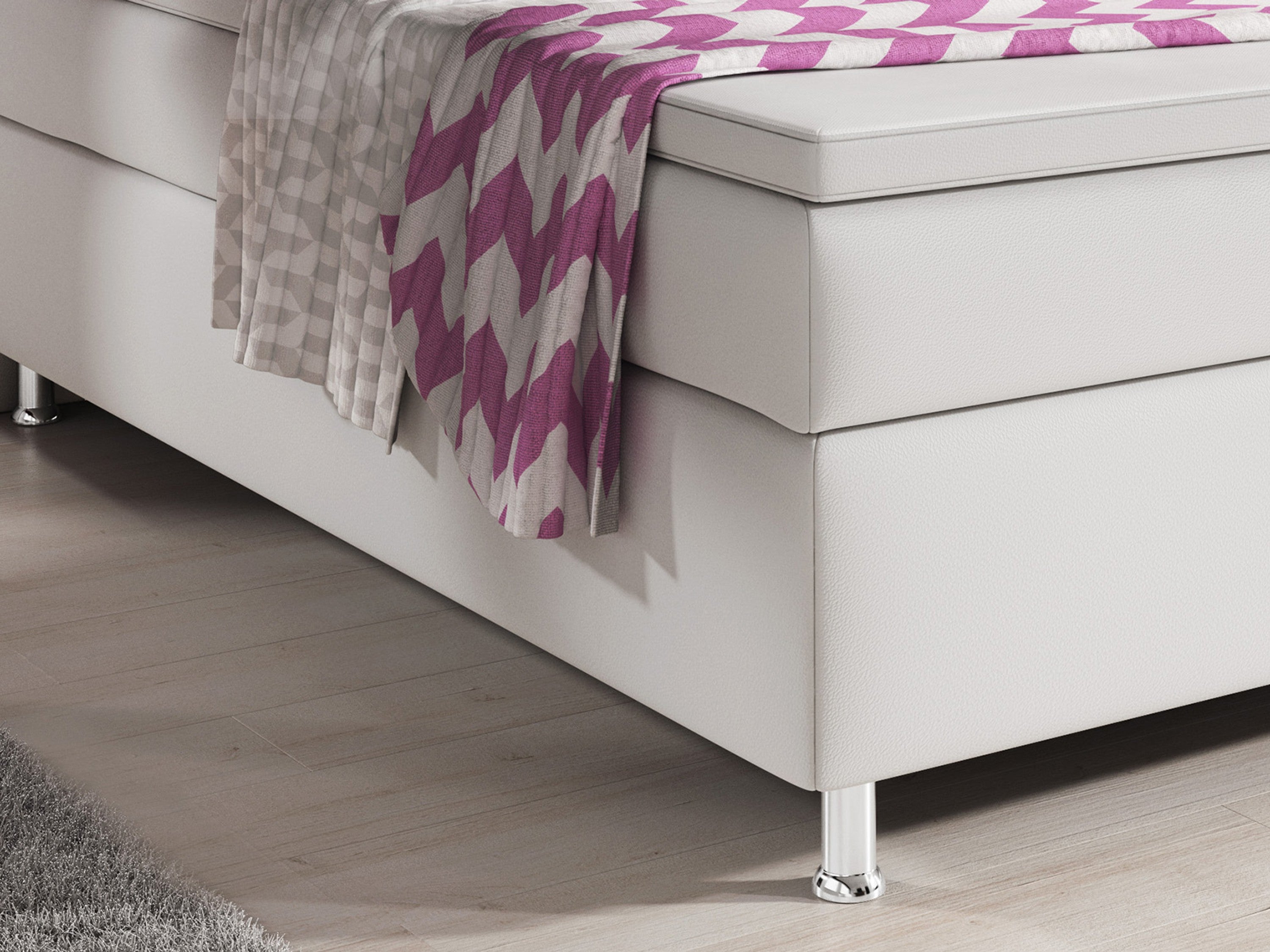 Boxspringbett Oxford 180x200 cm Kunstleder Weiß - Interbed