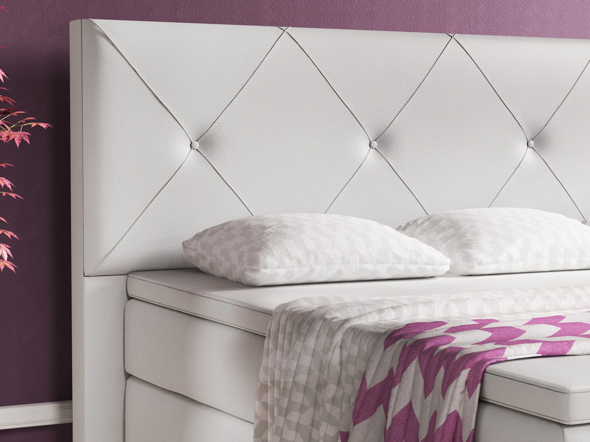 Boxspringbett Oxford 180x200 cm Kunstleder Weiß - Interbed