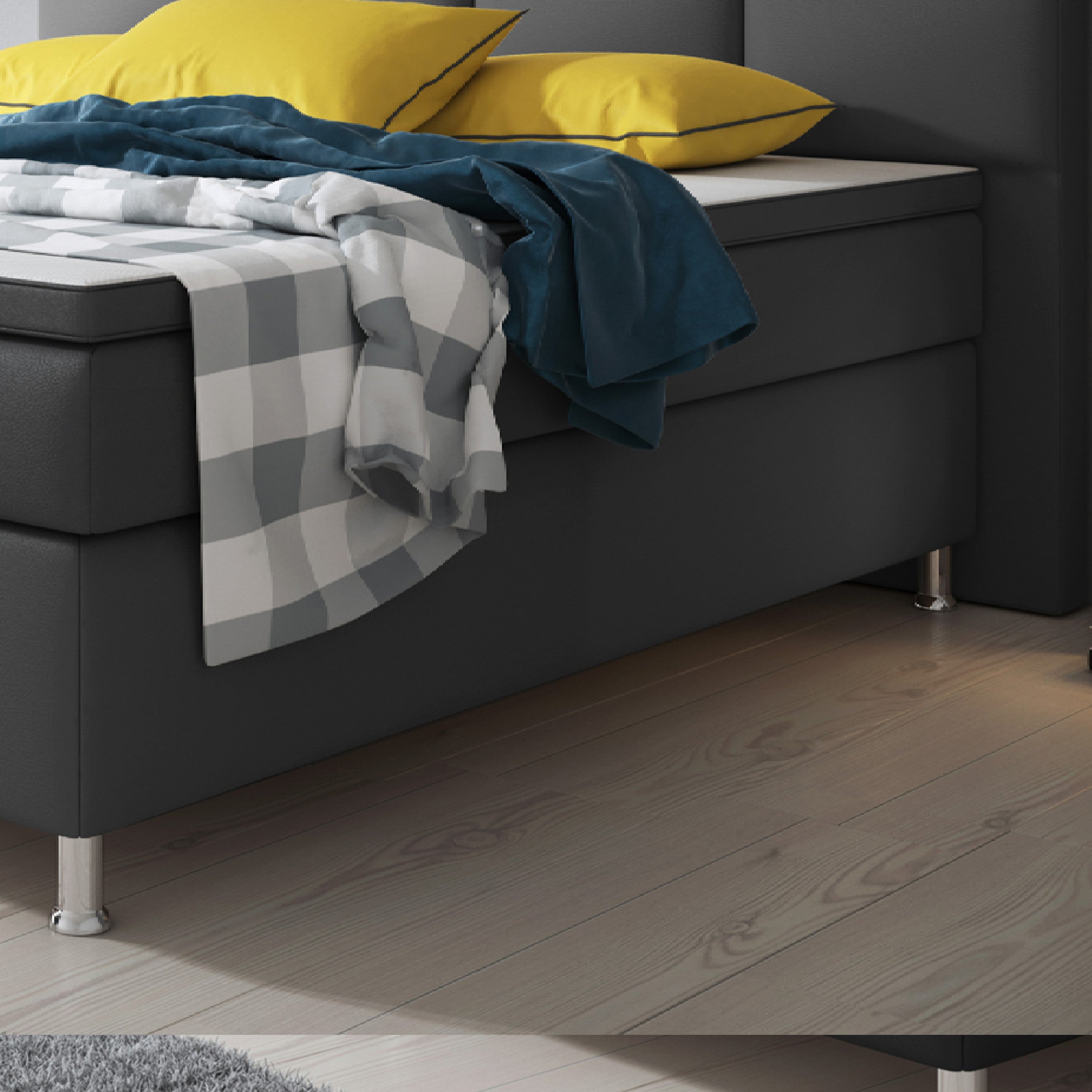 Boxspringbett Miami 180x200 cm Kunstleder Anthrazit - Interbed