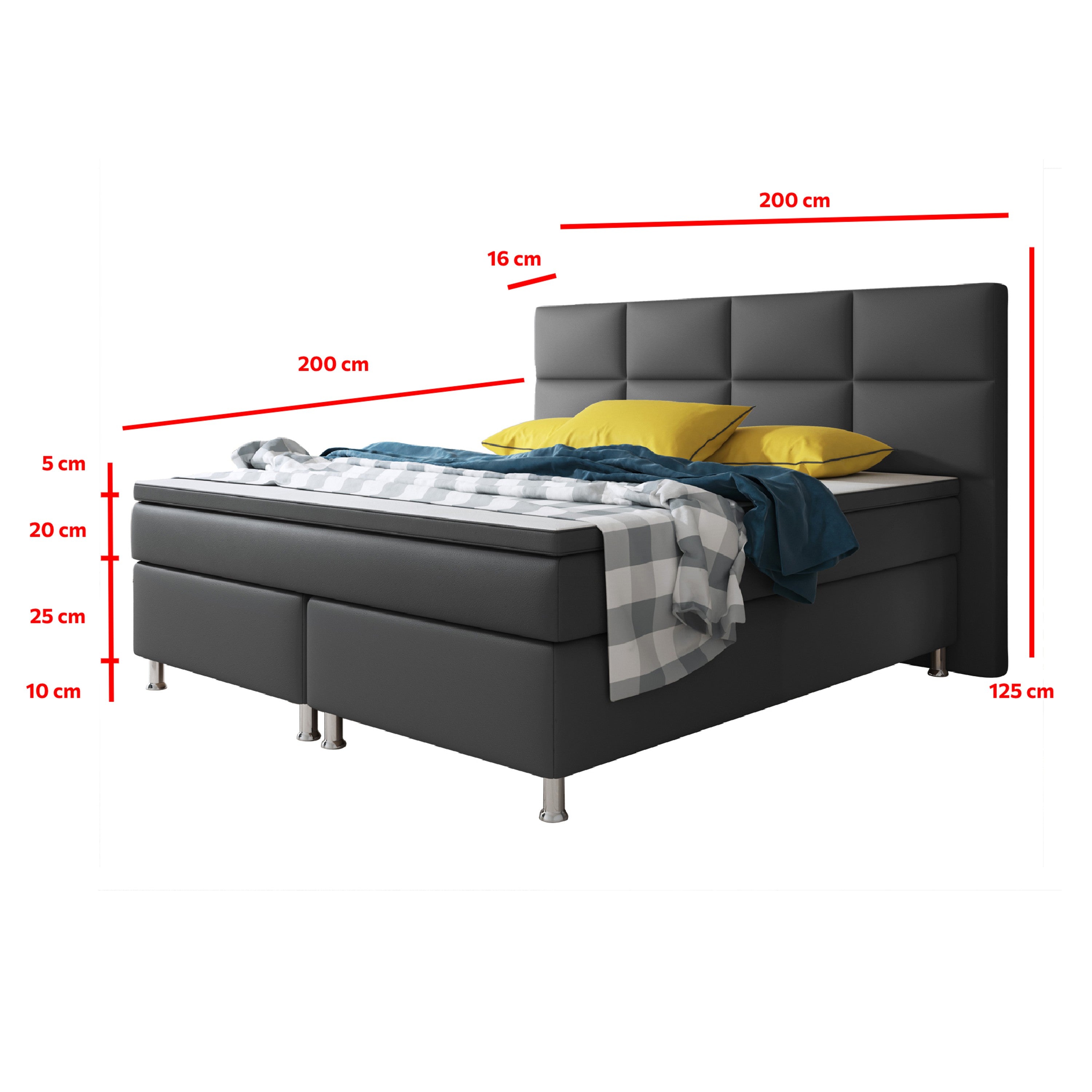 Boxspringbett Miami 180x200 cm Kunstleder Anthrazit - Interbed