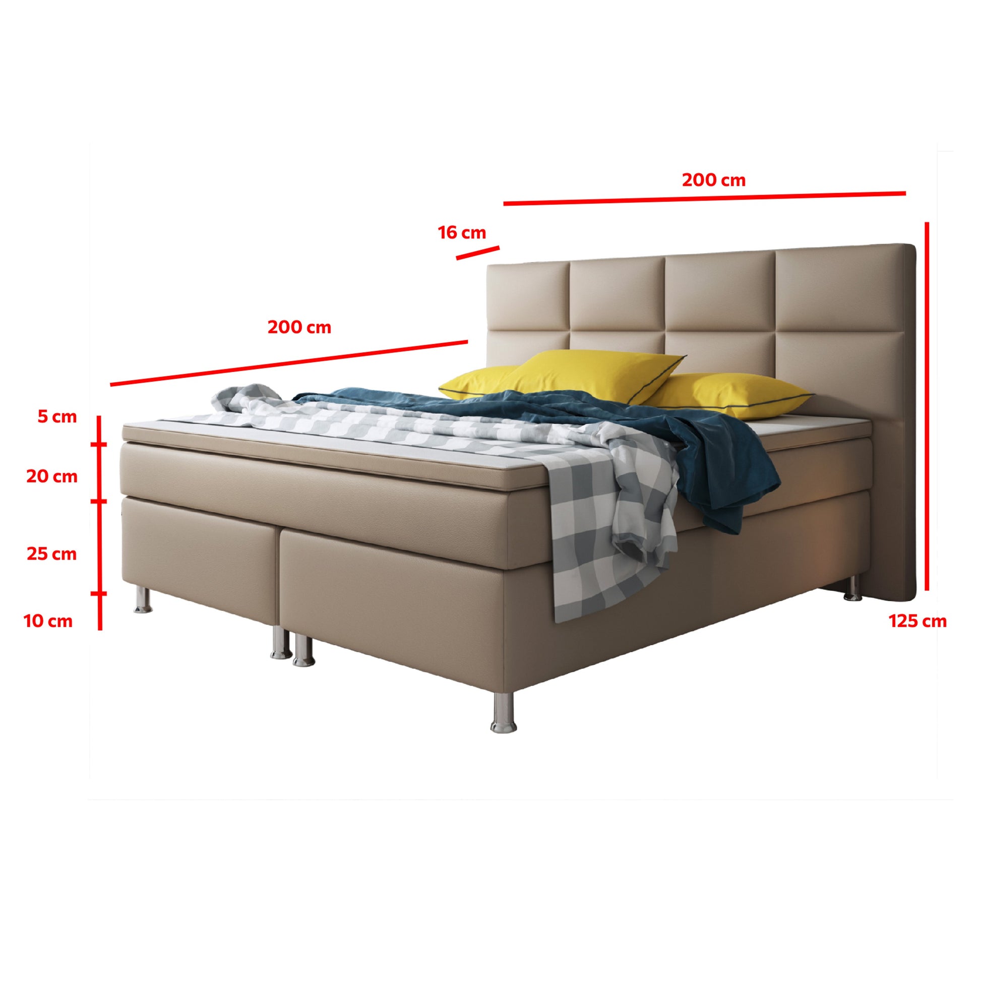 Boxspringbett Miami 180x200 cm Kunstleder Muddy - Interbed