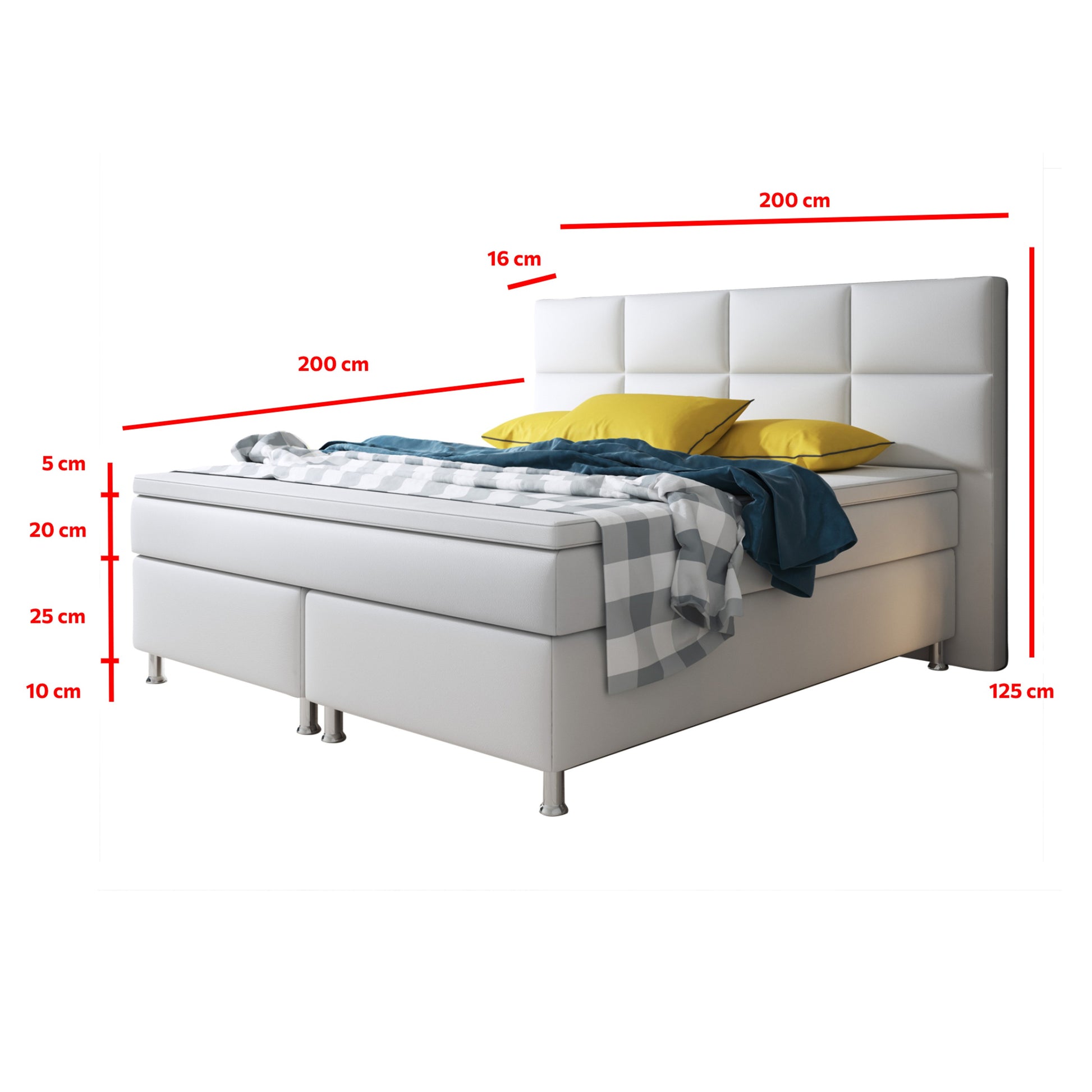 Boxspringbett Miami 180x200 cm Kunstleder Weiß - Interbed