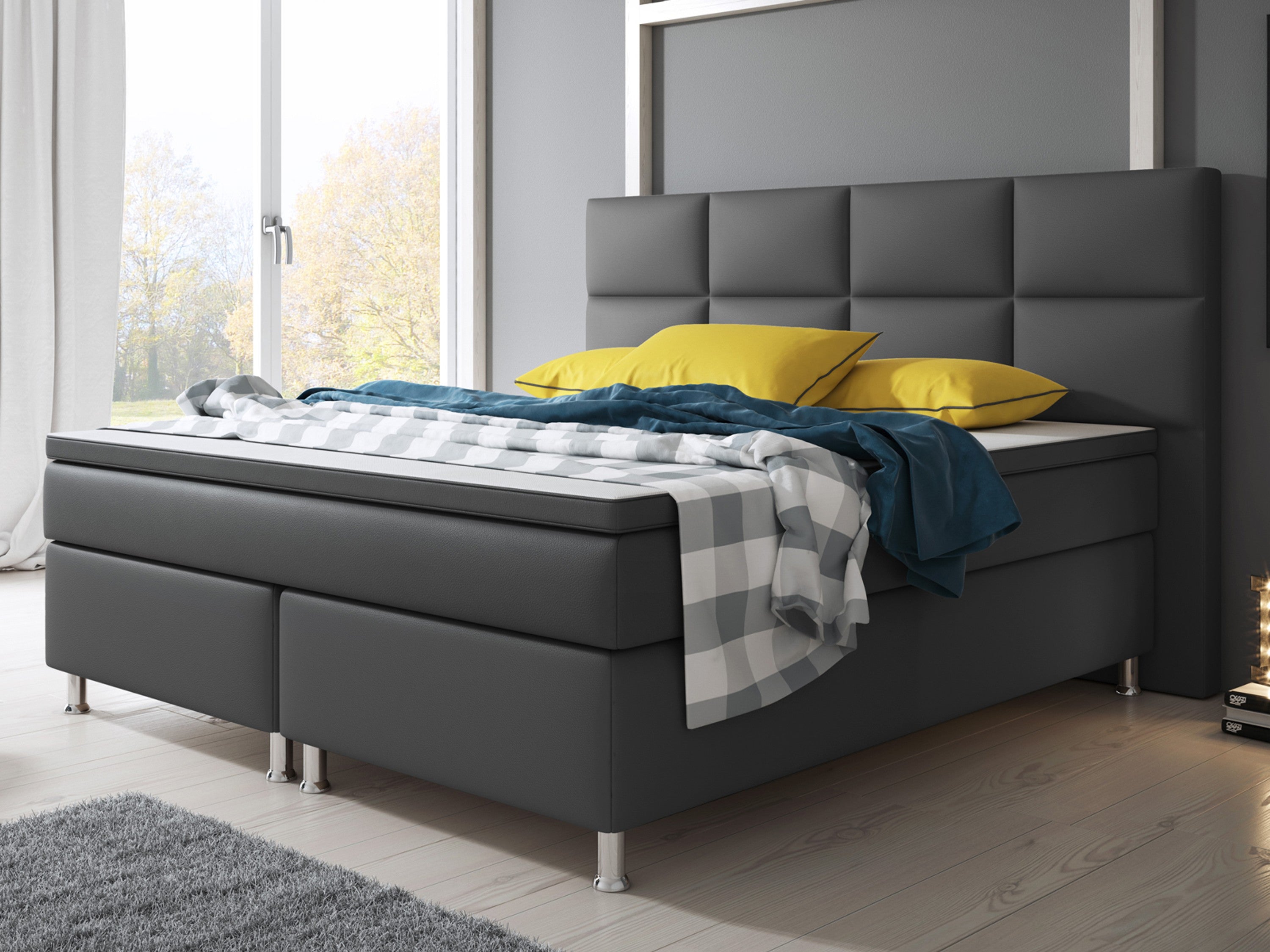 Boxspringbett Miami 180x200 cm Kunstleder Anthrazit - Interbed